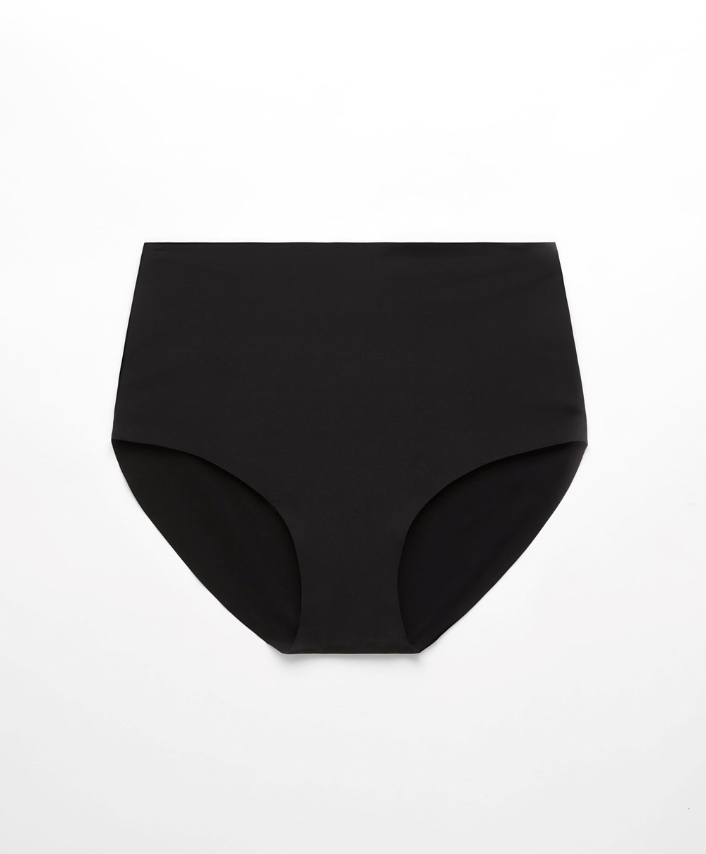 Oysho High-waisted Invisible Laser-cut Briefs Fekete | PLBETC-219