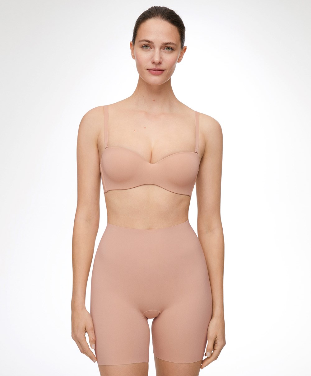 Oysho High-waisted Invisible Laser-cut Cycle Shorts Bézs | JRUQAK-160