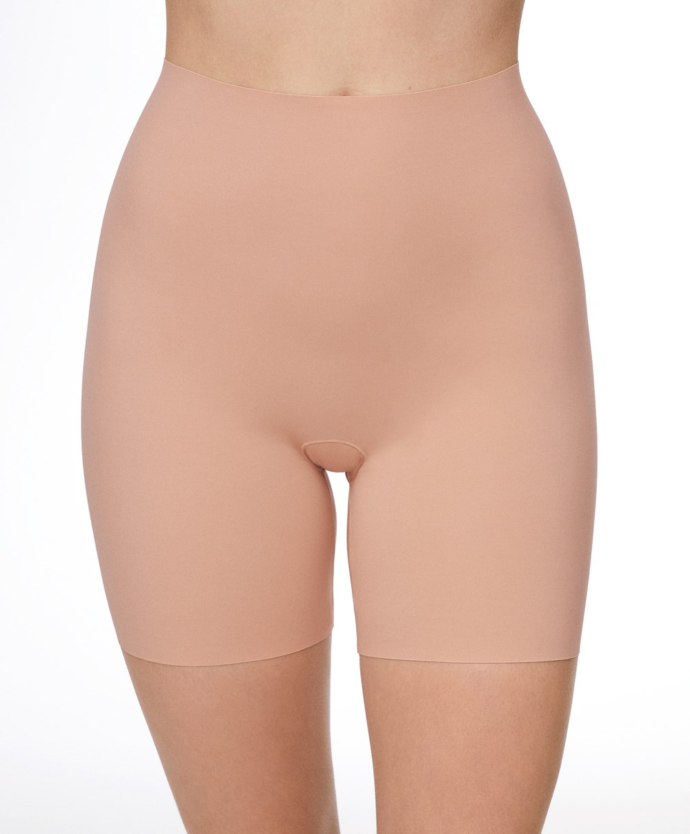 Oysho High-waisted Invisible Laser-cut Cycle Shorts Bézs | JRUQAK-160