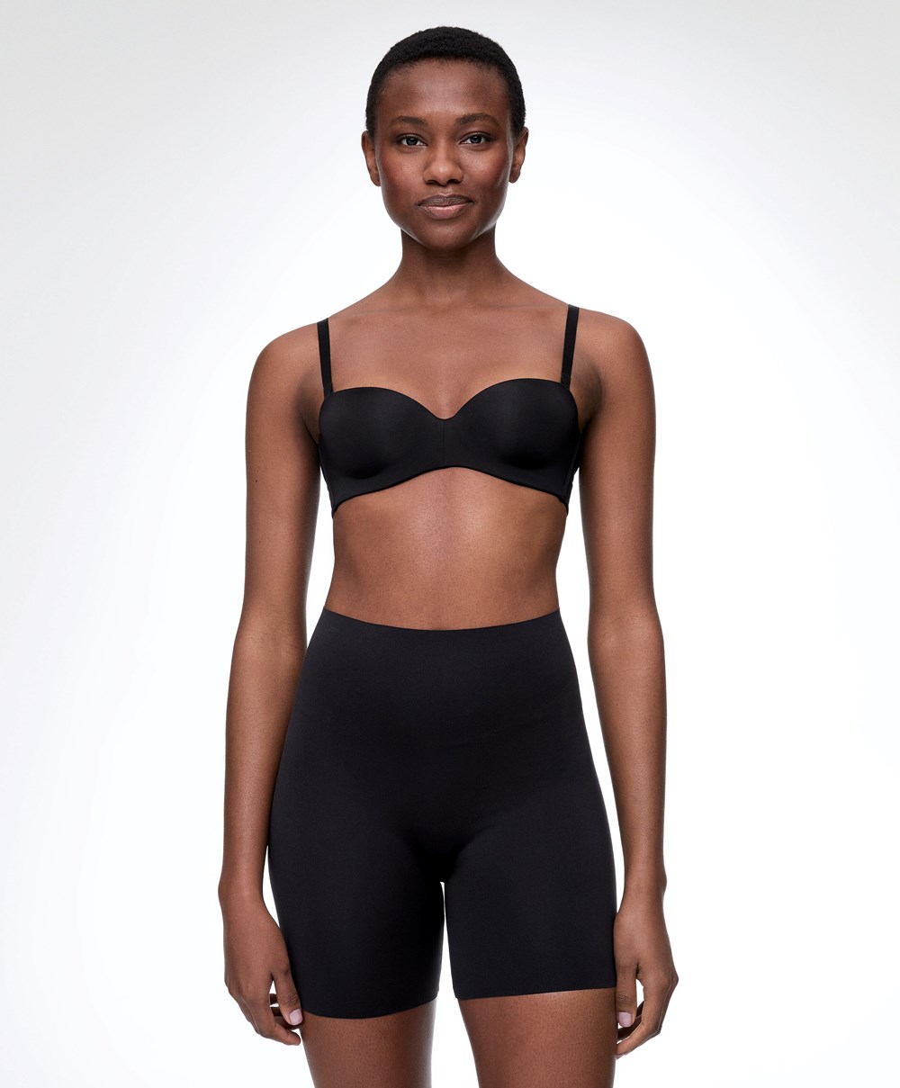 Oysho High-waisted Invisible Laser-cut Cycle Shorts Fekete | PZNQAE-864