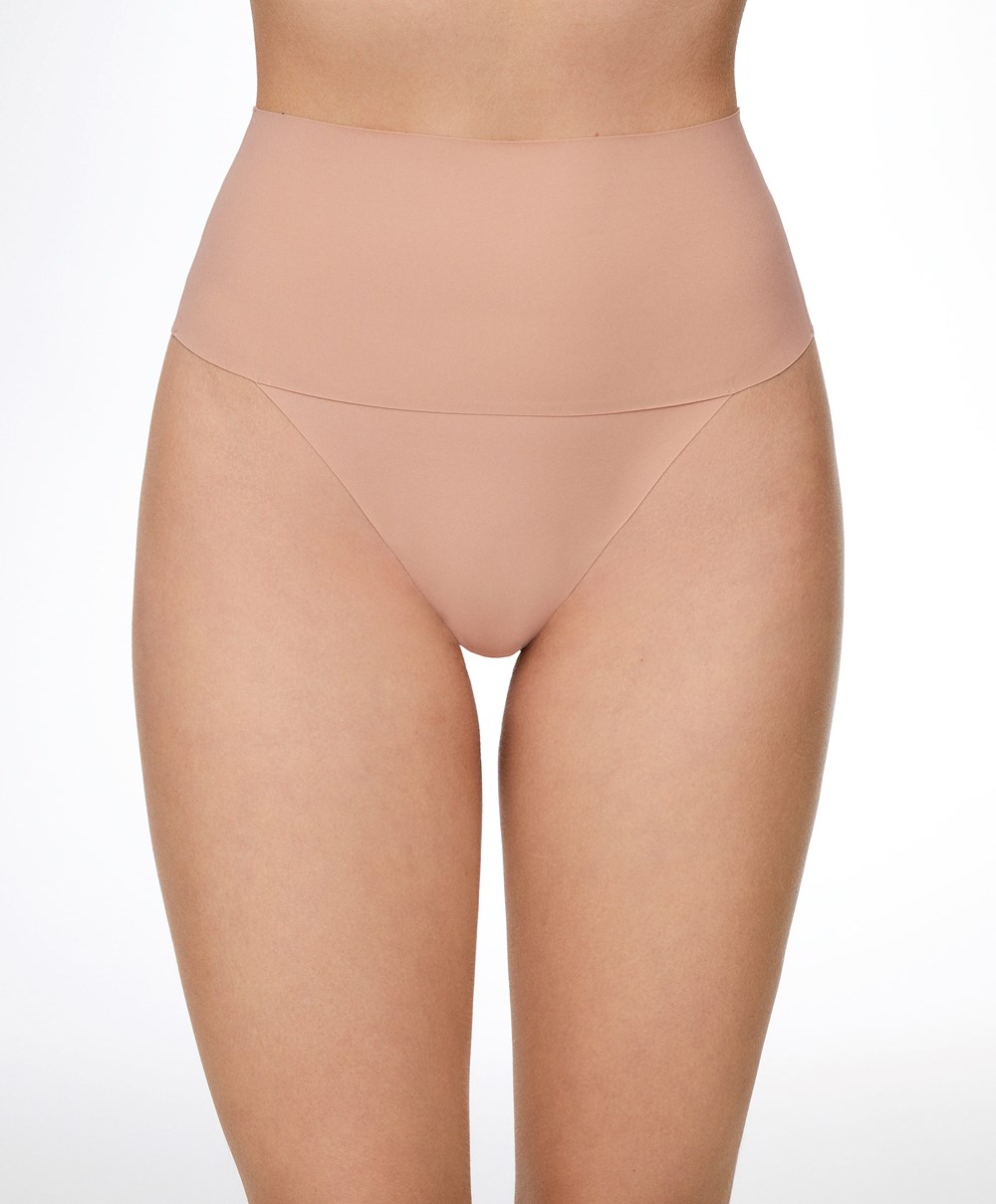 Oysho High-waisted Invisible Laser-cut Tanga Bézs | GETKCV-806