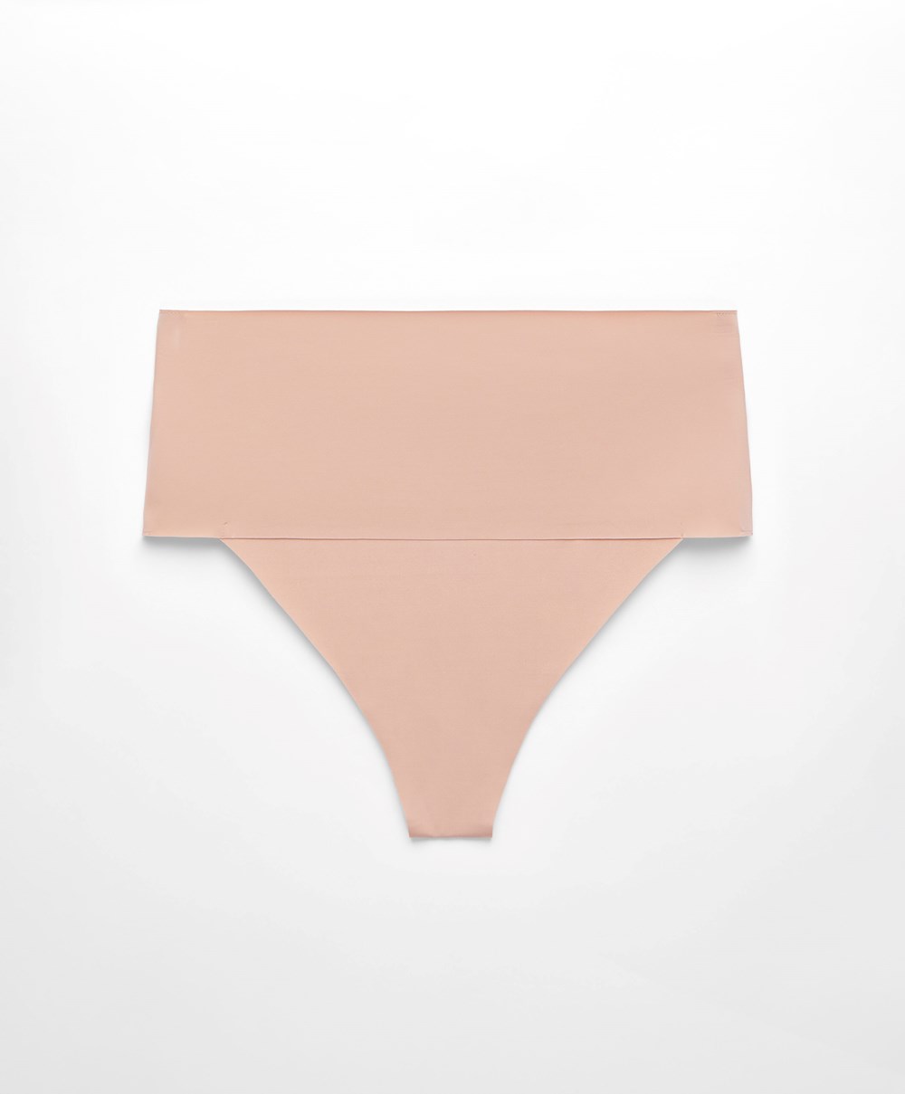 Oysho High-waisted Invisible Laser-cut Tanga Bézs | GETKCV-806