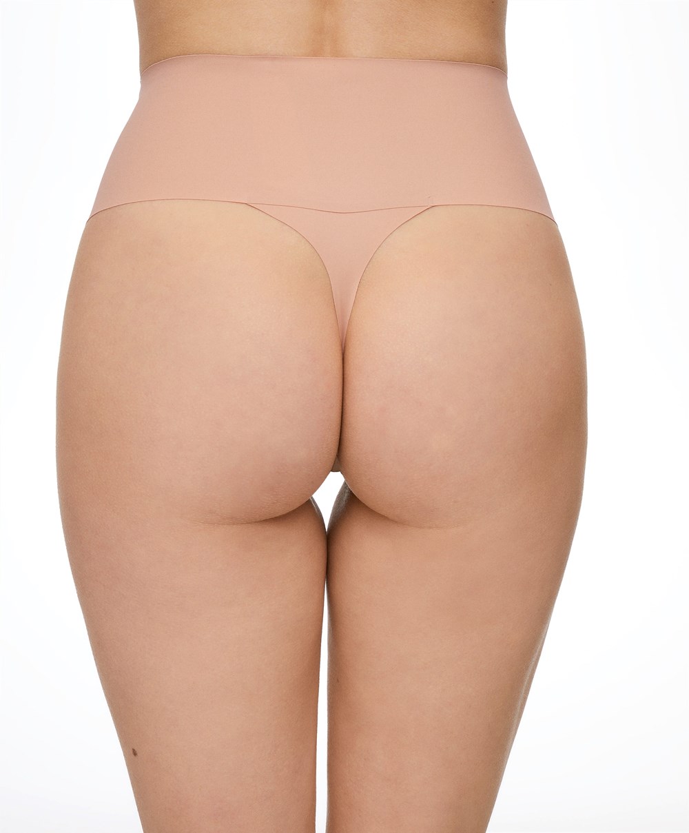 Oysho High-waisted Invisible Laser-cut Tanga Bézs | GETKCV-806