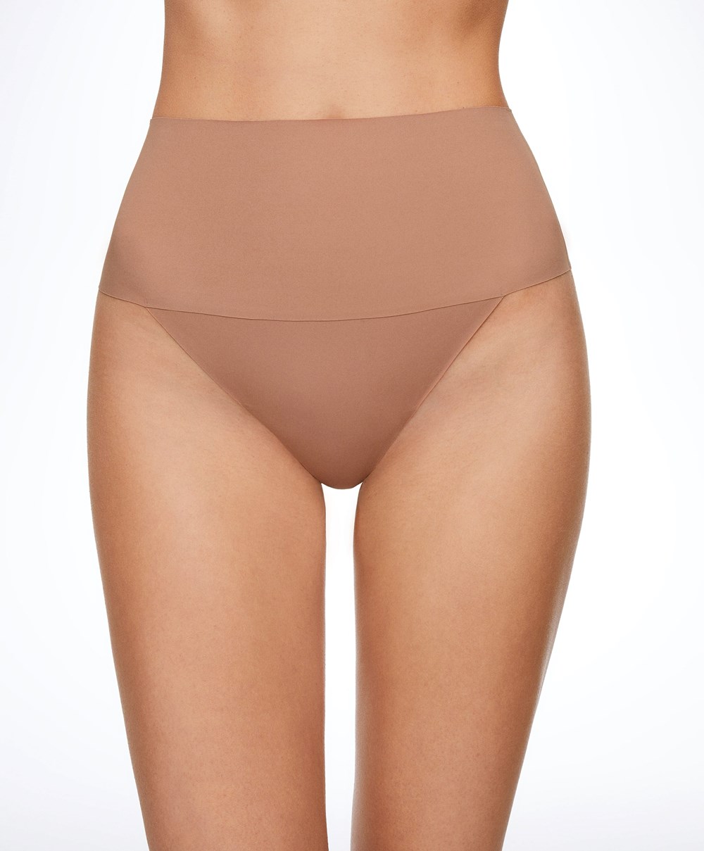 Oysho High-waisted Invisible Laser-cut Tanga Tan | QHMJPZ-764