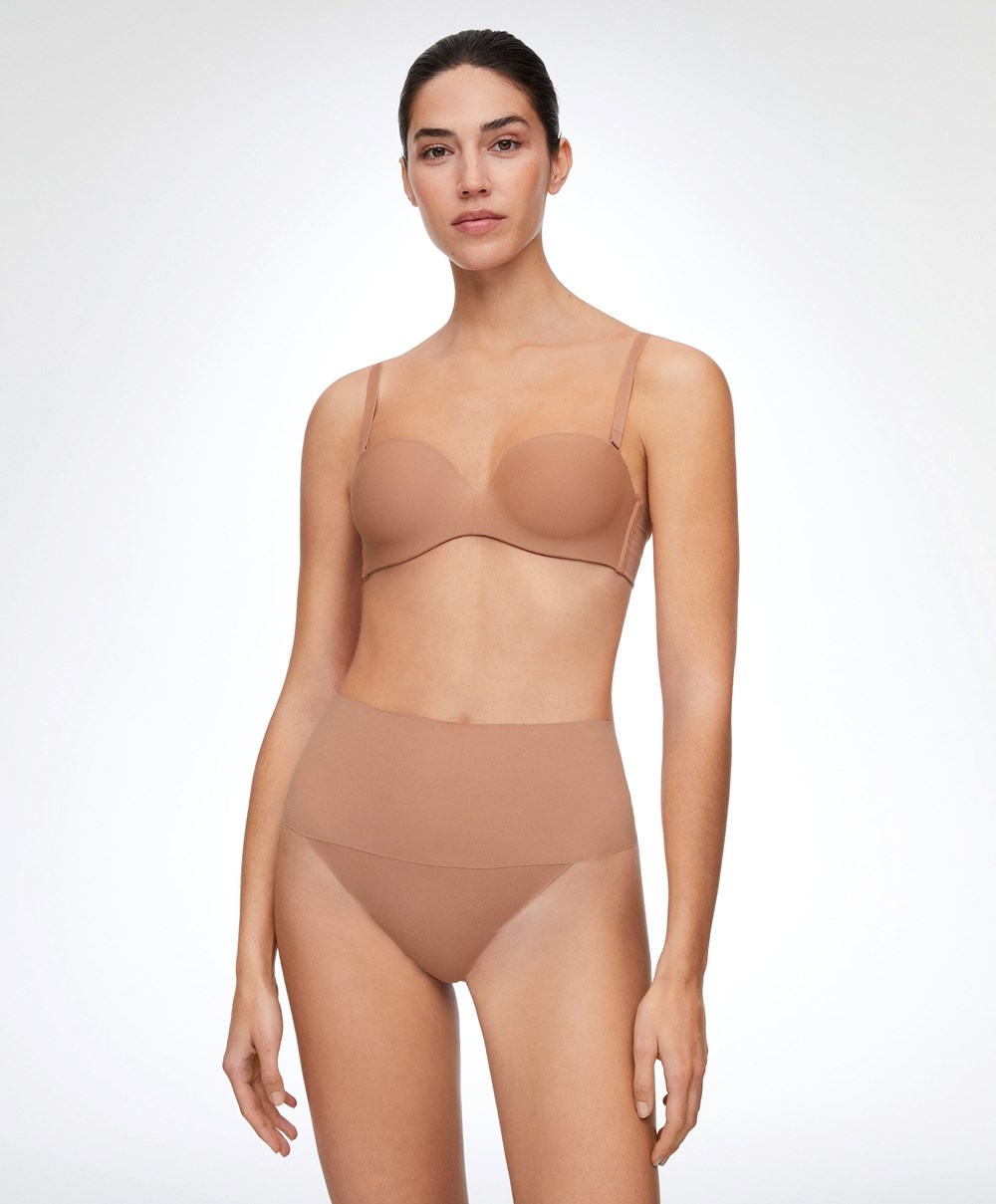 Oysho High-waisted Invisible Laser-cut Tanga Tan | QHMJPZ-764