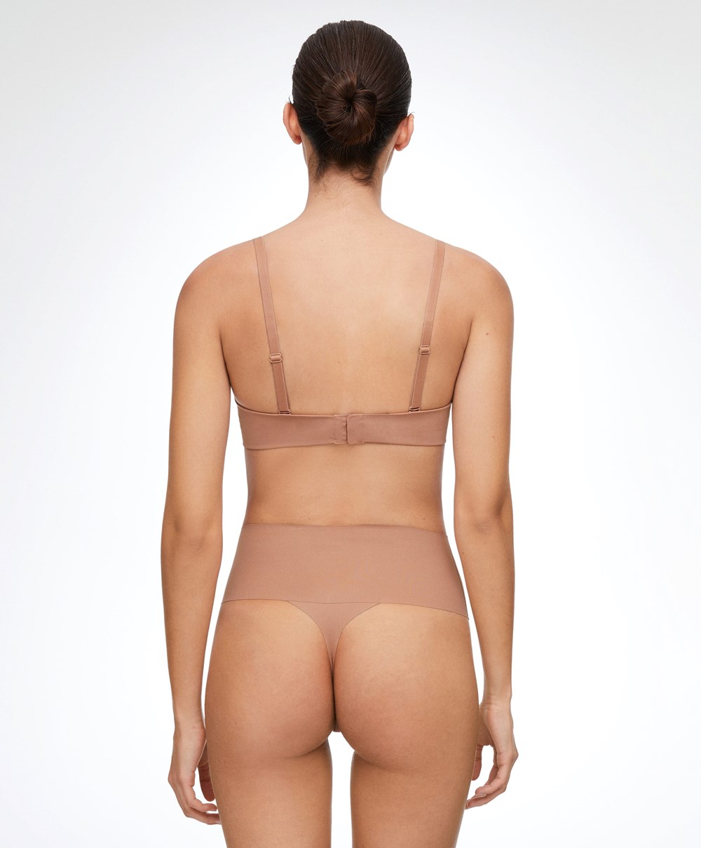 Oysho High-waisted Invisible Laser-cut Tanga Tan | QHMJPZ-764