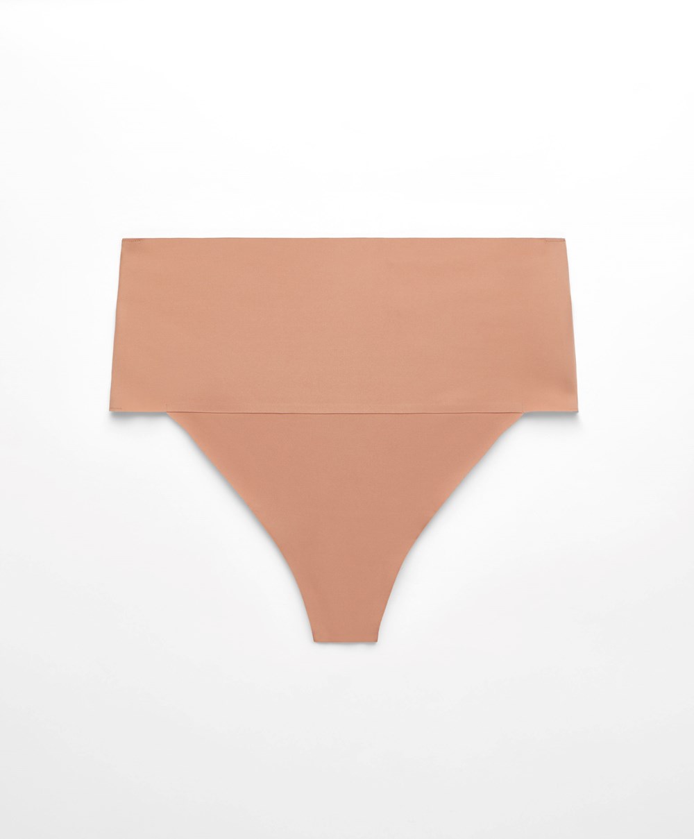 Oysho High-waisted Invisible Laser-cut Tanga Tan | QHMJPZ-764