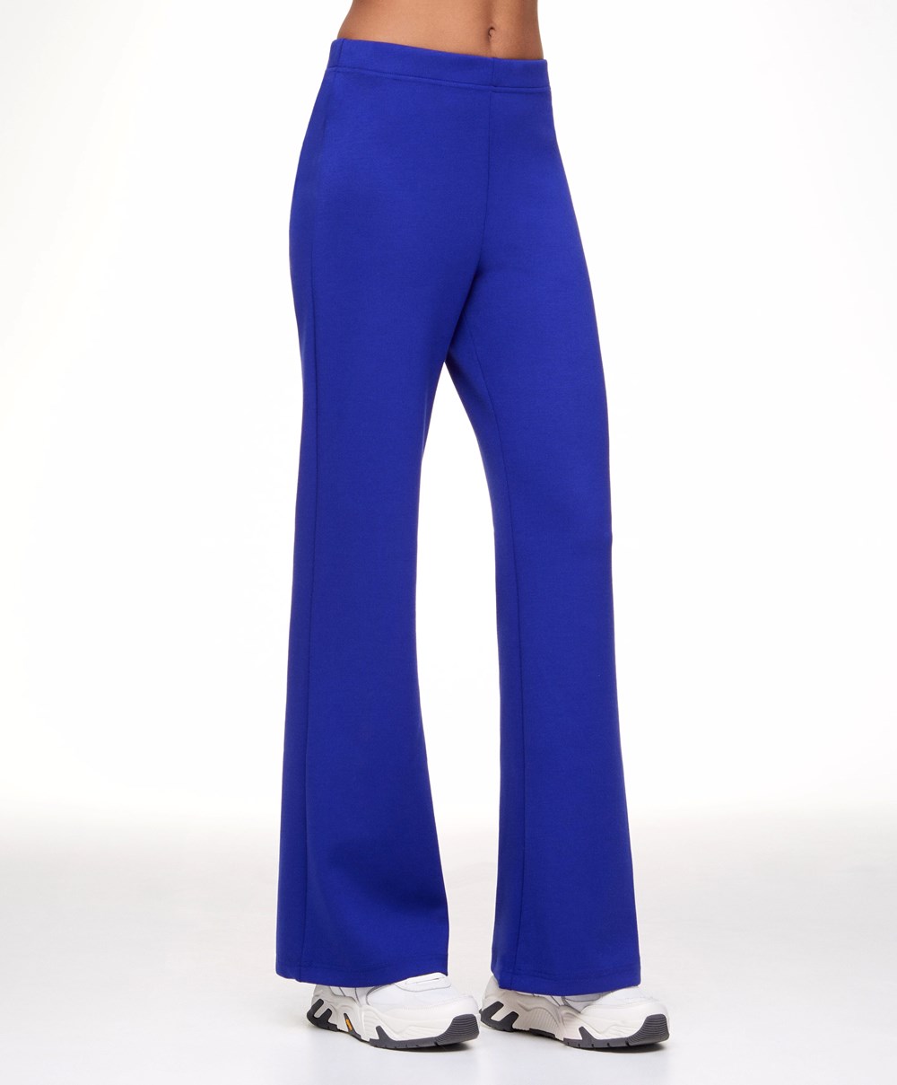 Oysho Interlock Flare Trousers Kék | RDMKWI-301