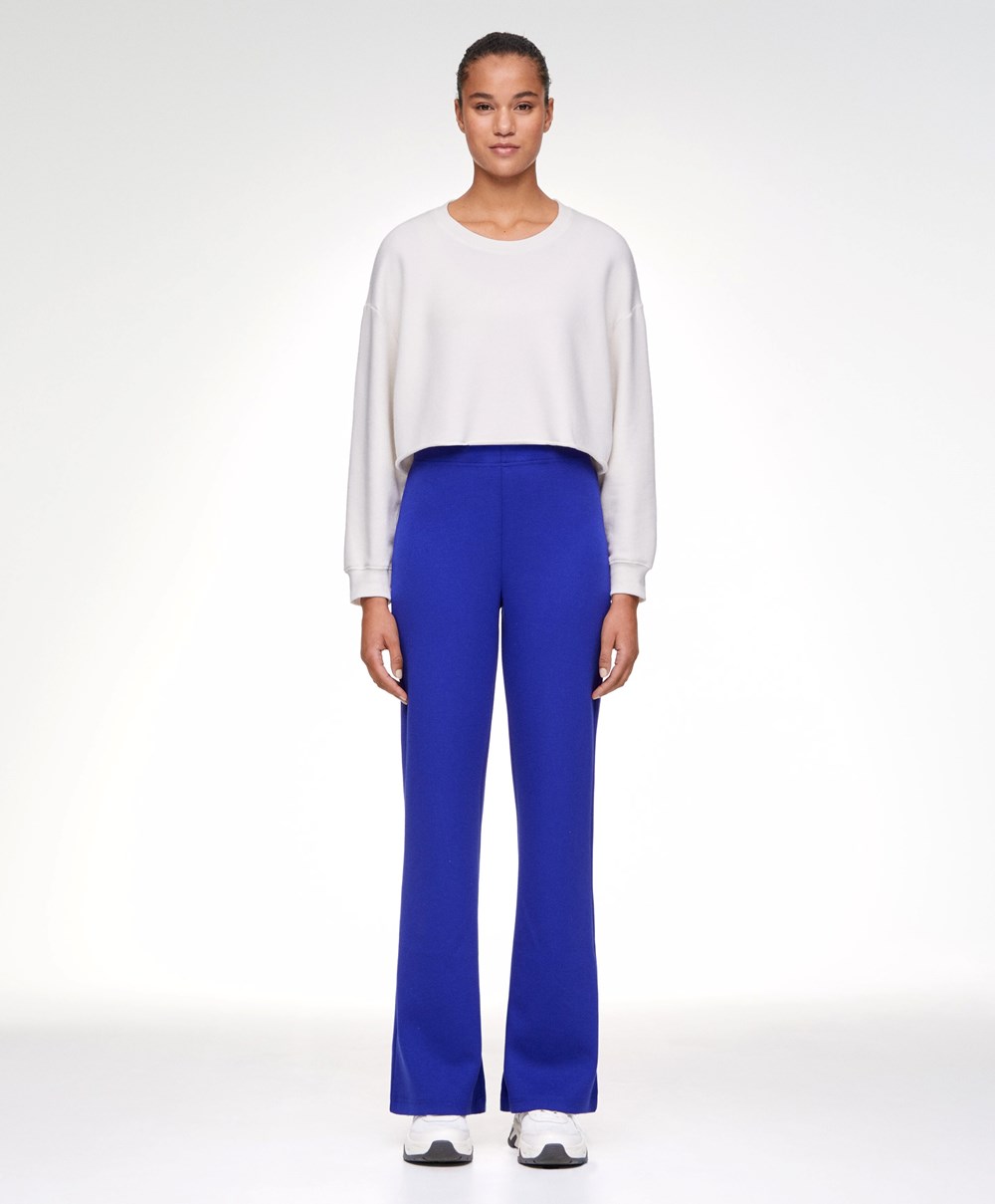 Oysho Interlock Flare Trousers Kék | RDMKWI-301