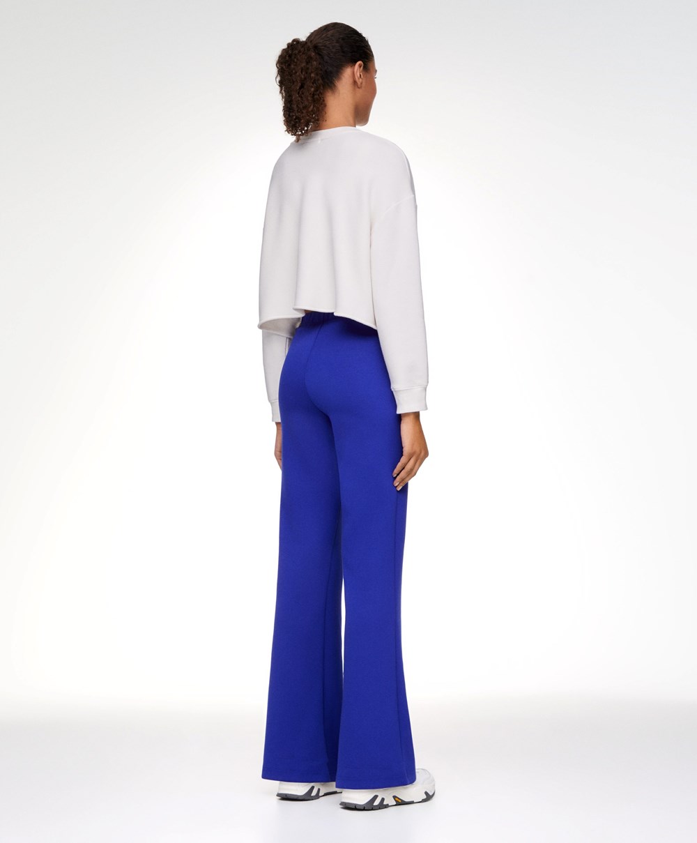 Oysho Interlock Flare Trousers Kék | RDMKWI-301