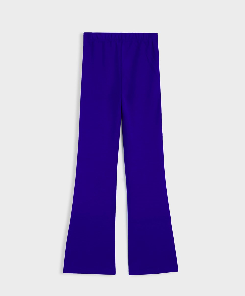 Oysho Interlock Flare Trousers Kék | RDMKWI-301