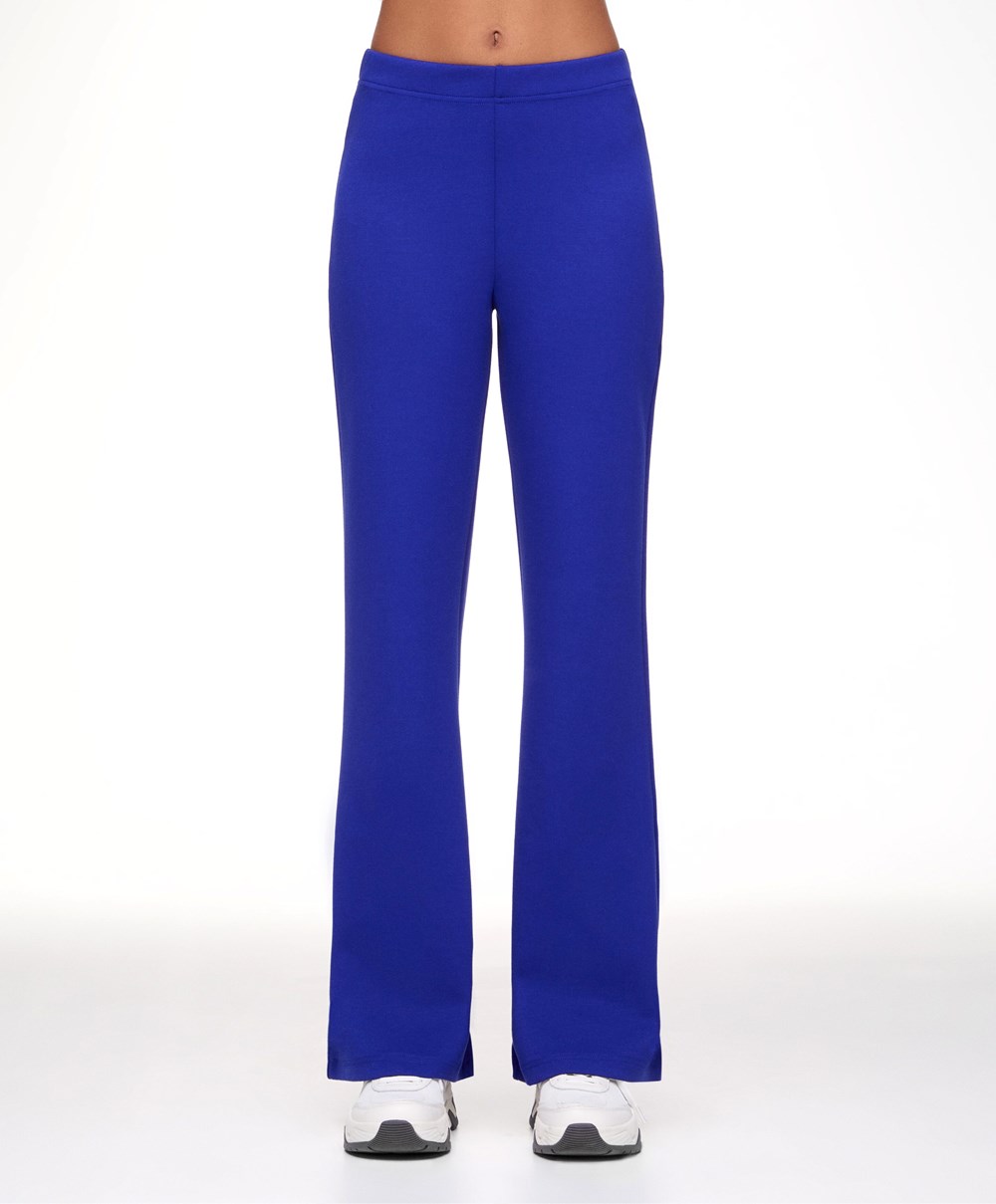 Oysho Interlock Flare Trousers Kék | RDMKWI-301