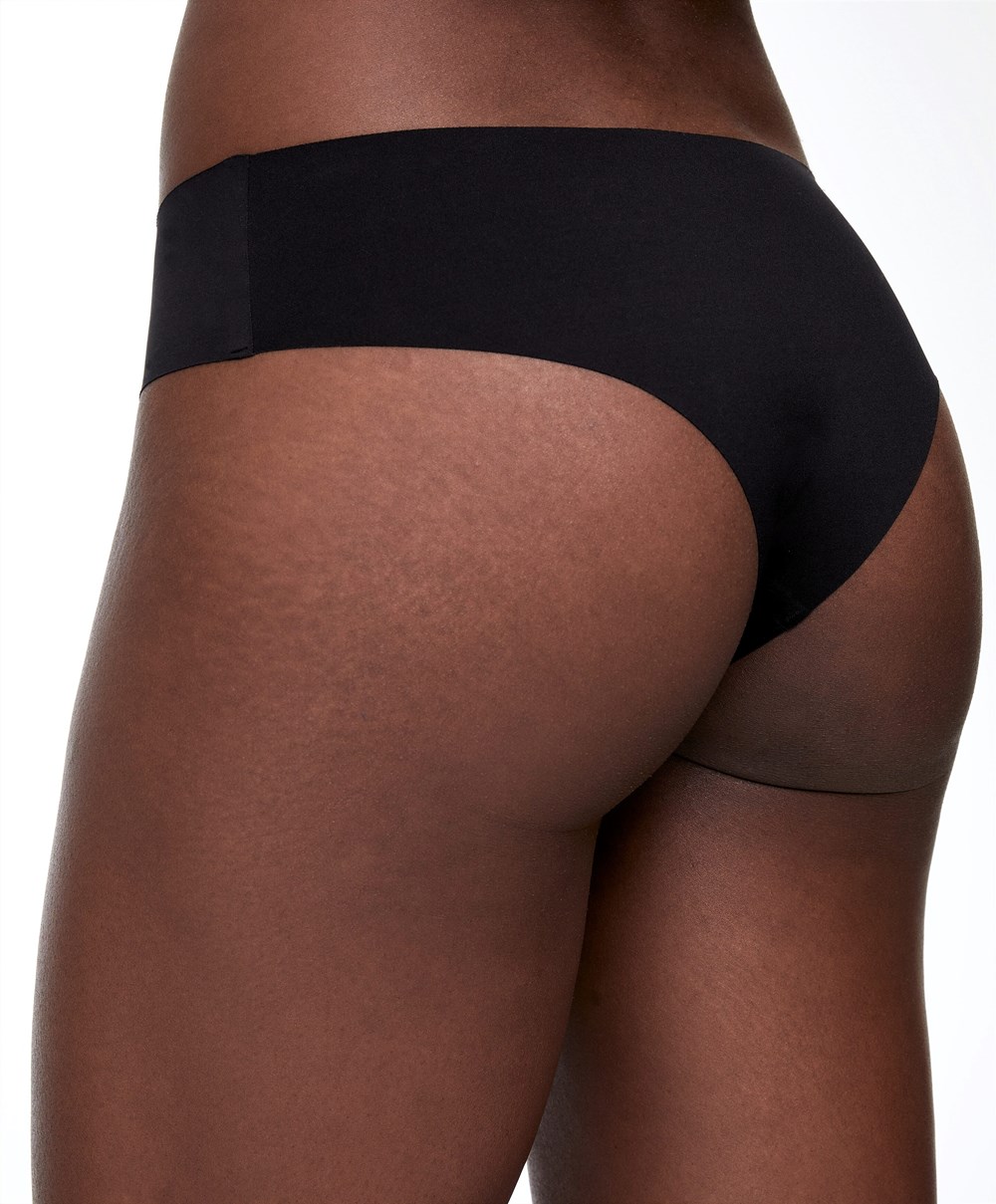 Oysho Invisible Laser-cut Brazilian Briefs Fekete | HWBJSA-198