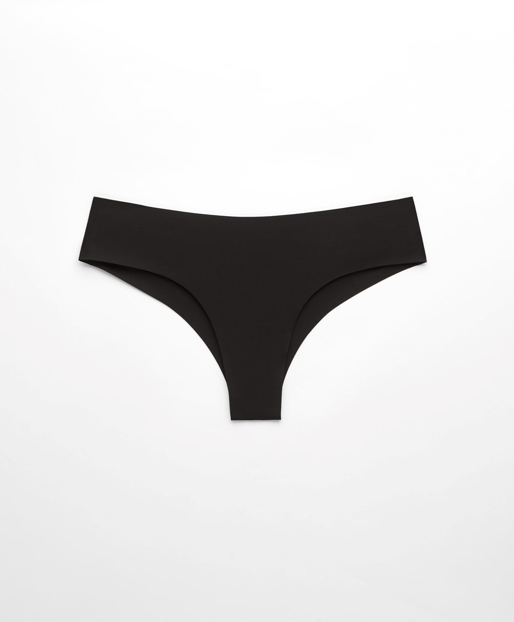 Oysho Invisible Laser-cut Brazilian Briefs Fekete | HWBJSA-198