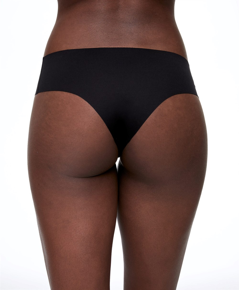 Oysho Invisible Laser-cut Brazilian Briefs Fekete | HWBJSA-198