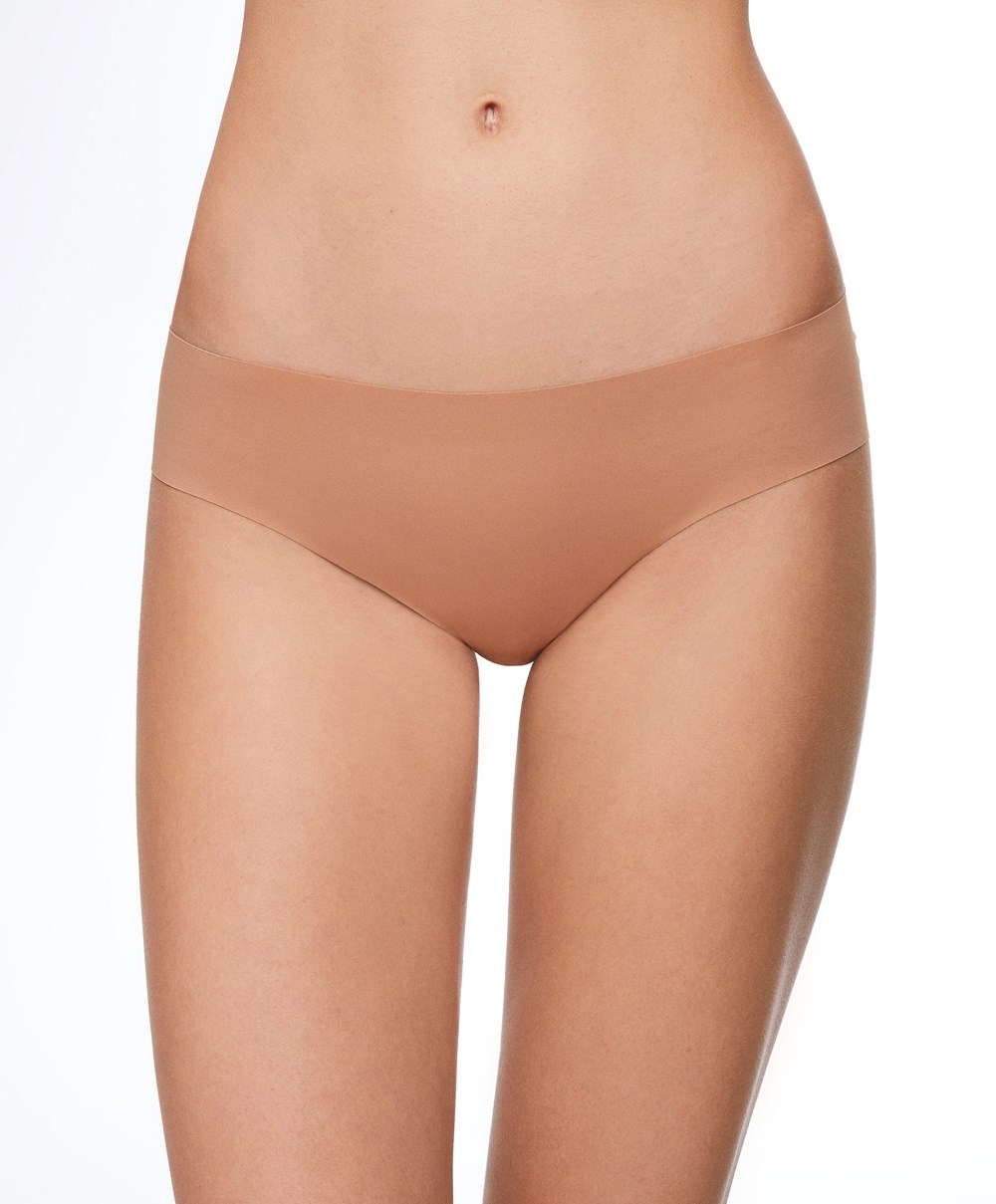 Oysho Invisible Laser-cut Brazilian Briefs Tan | OTXBDZ-391