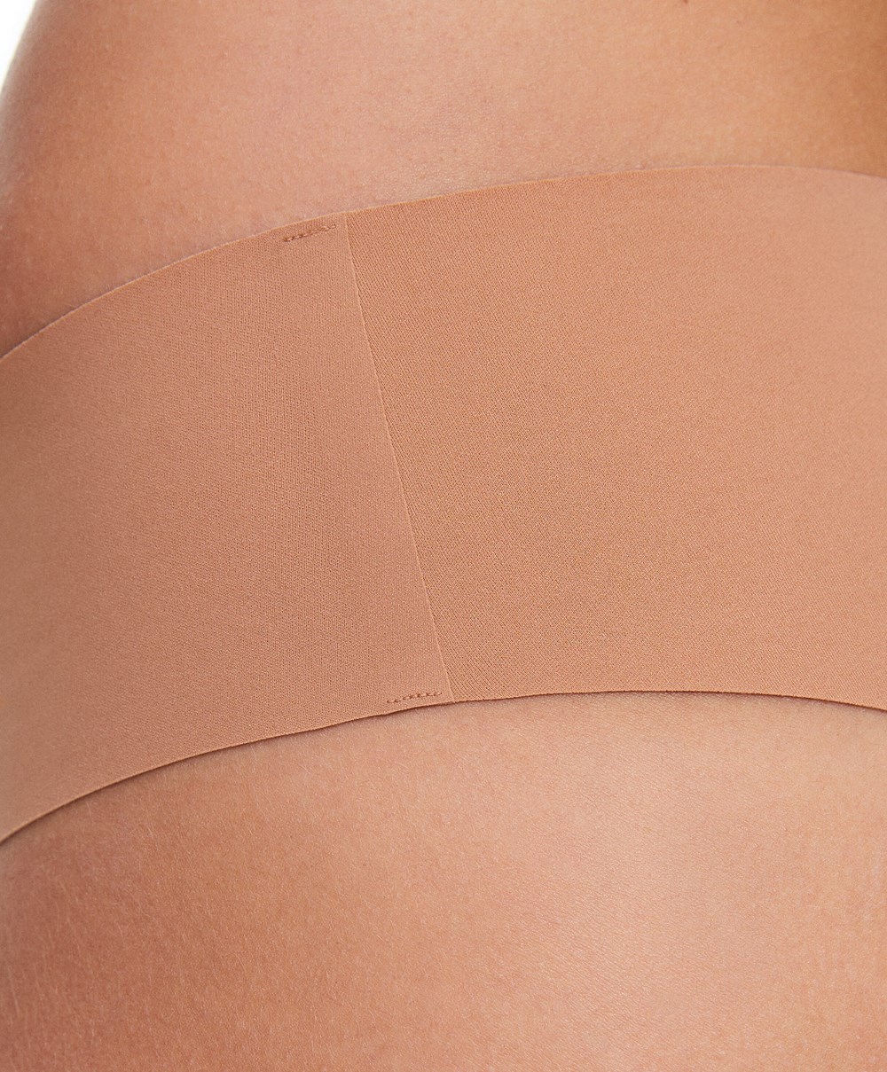 Oysho Invisible Laser-cut Brazilian Briefs Tan | OTXBDZ-391