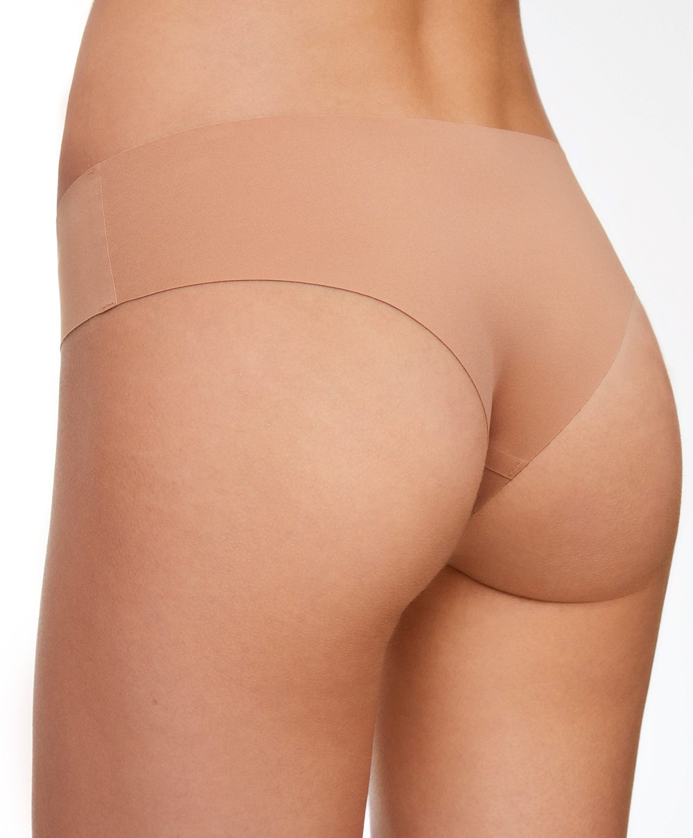 Oysho Invisible Laser-cut Brazilian Briefs Tan | OTXBDZ-391