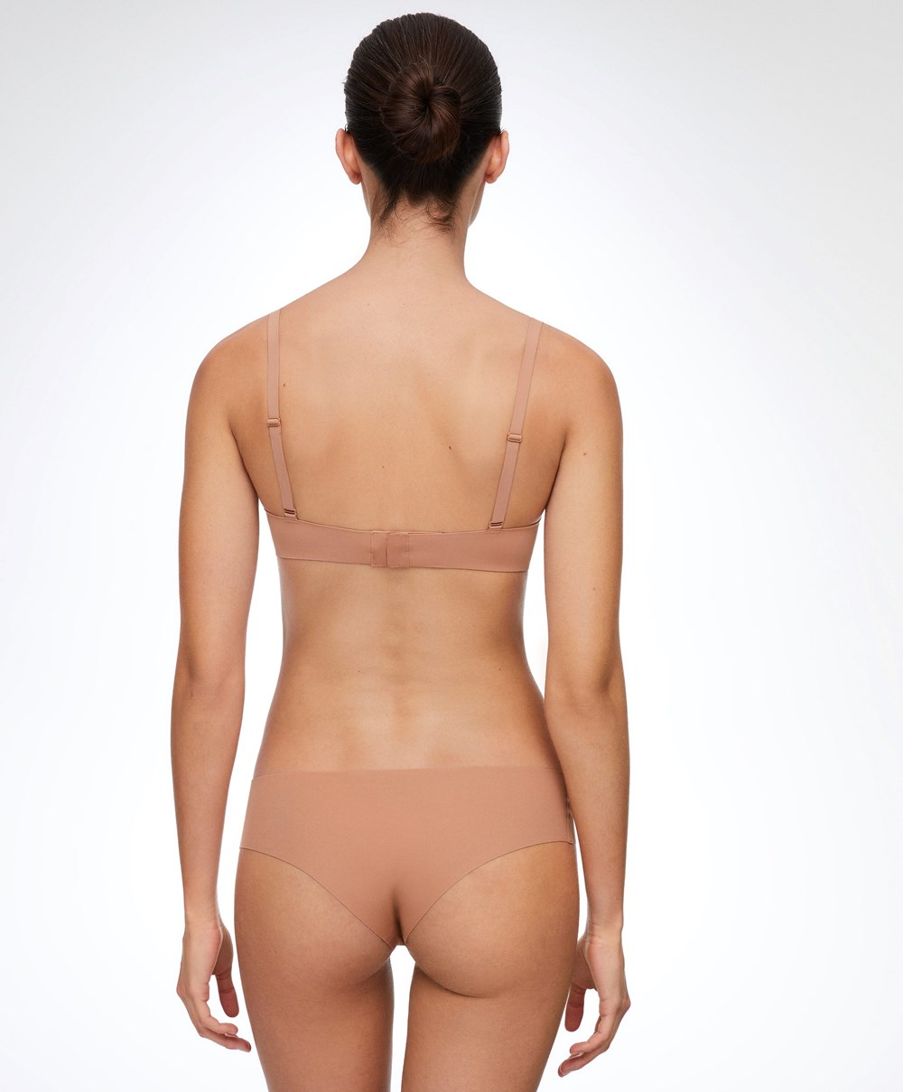 Oysho Invisible Laser-cut Brazilian Briefs Tan | OTXBDZ-391