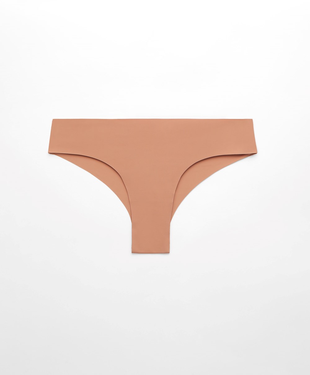 Oysho Invisible Laser-cut Brazilian Briefs Tan | OTXBDZ-391