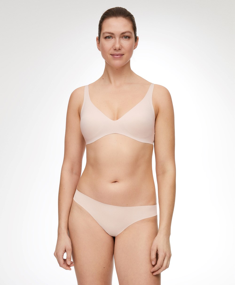 Oysho Invisible Laser-cut Halterneck-style Bra Almond | IDRBOF-801