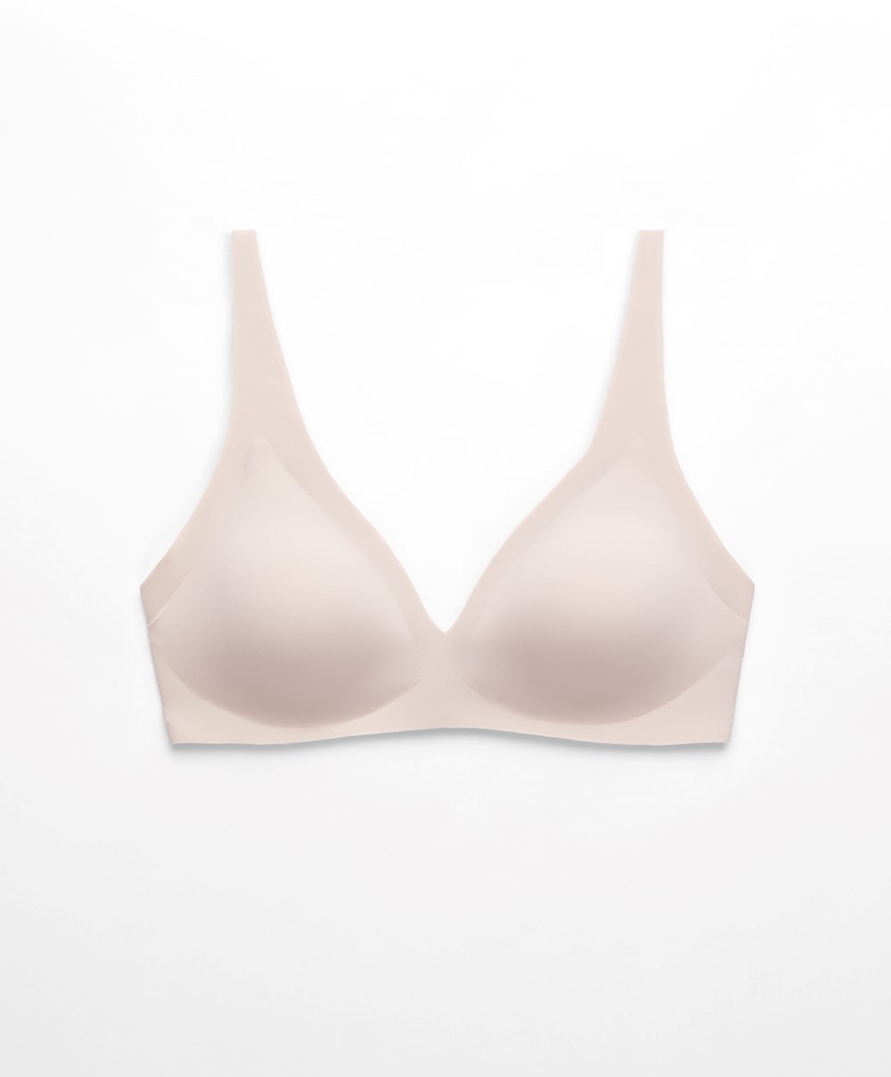 Oysho Invisible Laser-cut Halterneck-style Bra Almond | IDRBOF-801