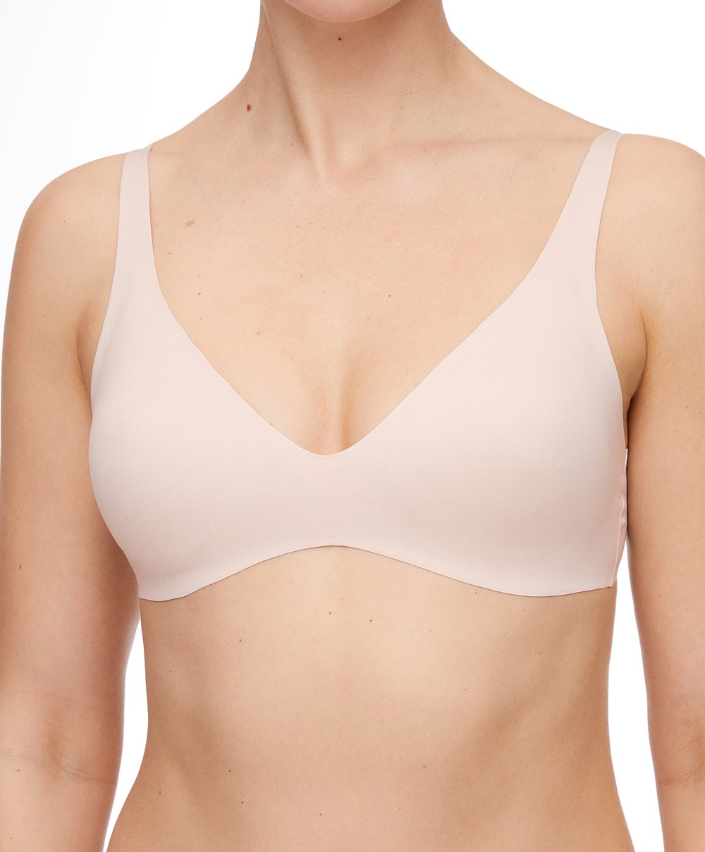 Oysho Invisible Laser-cut Halterneck-style Bra Almond | IDRBOF-801