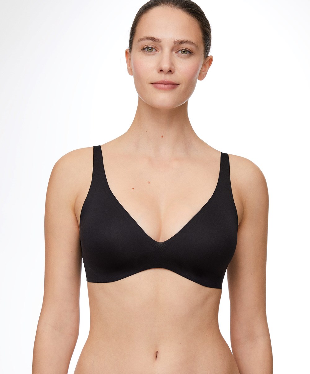 Oysho Invisible Laser-cut Halterneck-style Bra Fekete | TINRXU-519