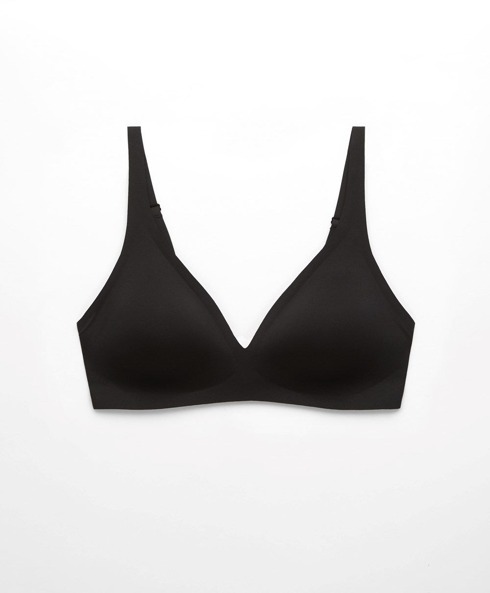 Oysho Invisible Laser-cut Halterneck-style Bra Fekete | TINRXU-519