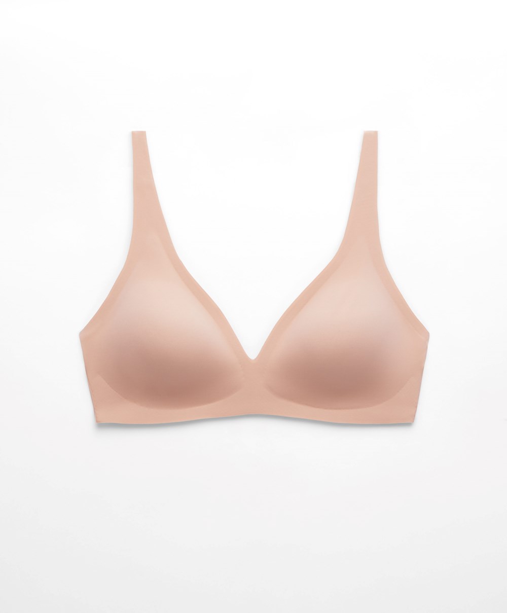 Oysho Invisible Laser-cut Halterneck-style Bra Bézs | WNASJD-857