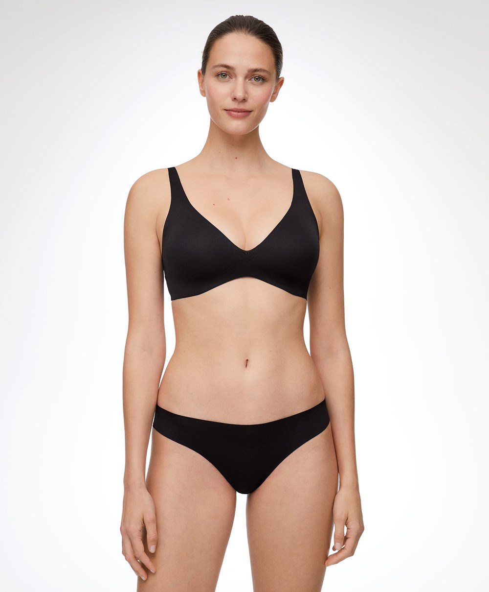 Oysho Invisible Laser-cut Hipster Tanga Fekete | BMCLPI-024