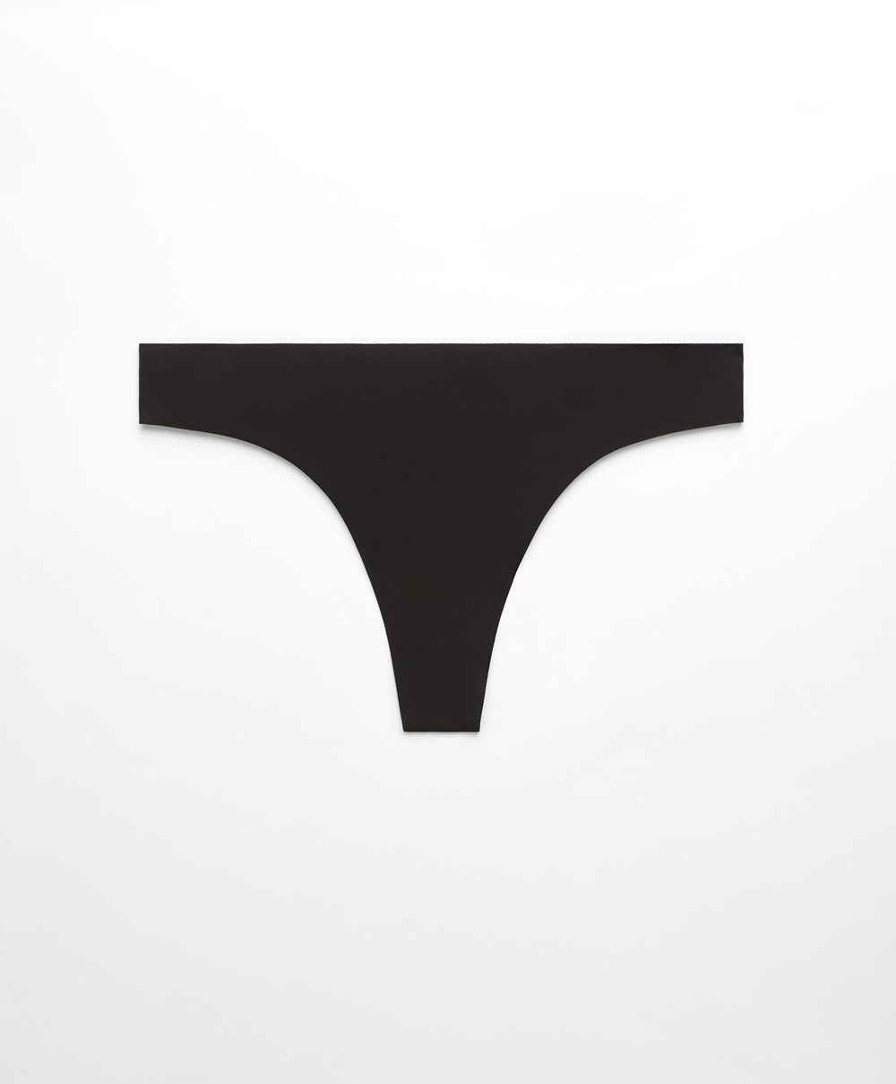 Oysho Invisible Laser-cut Hipster Tanga Fekete | BMCLPI-024