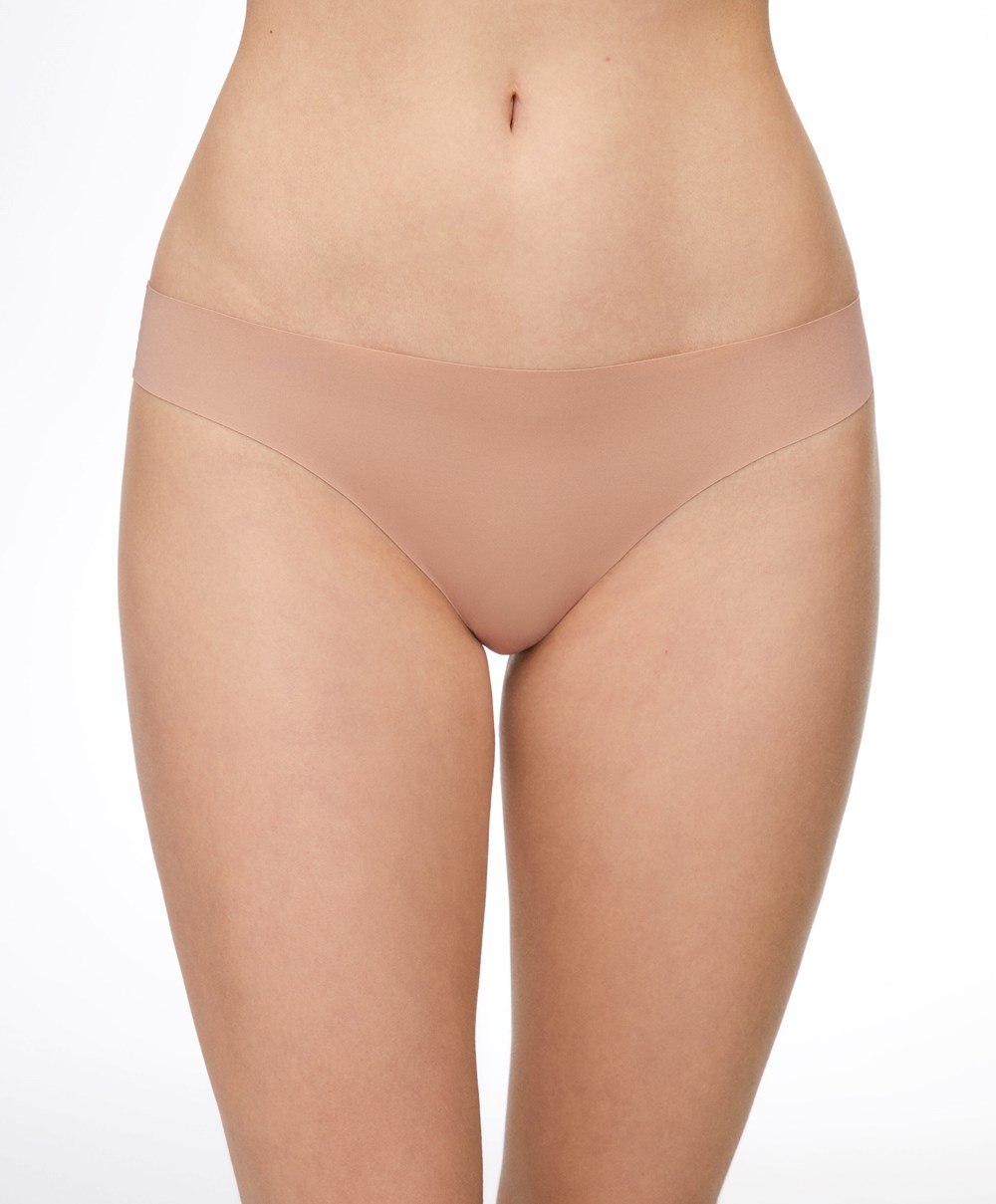 Oysho Invisible Laser-cut Hipster Tanga Bézs | MSAUJW-542