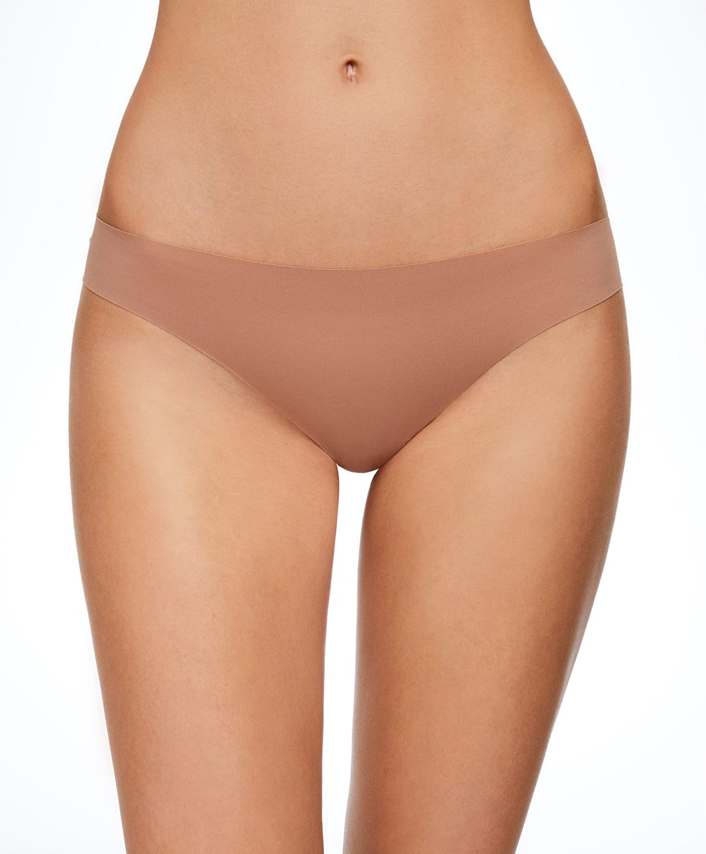 Oysho Invisible Laser-cut Hipster Tanga Tan | NKEBJM-598