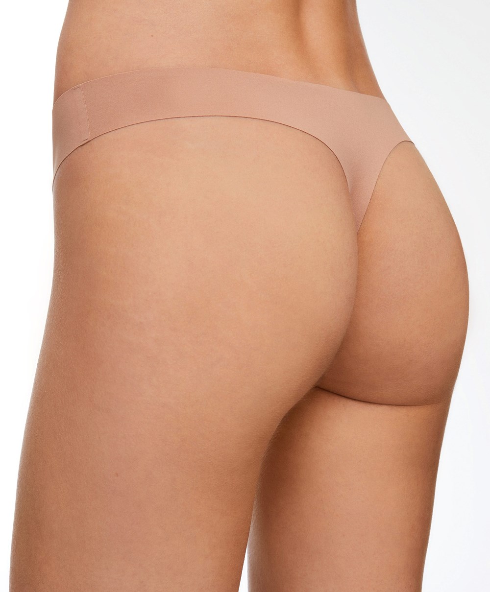 Oysho Invisible Laser-cut Hipster Tanga Tan | NKEBJM-598