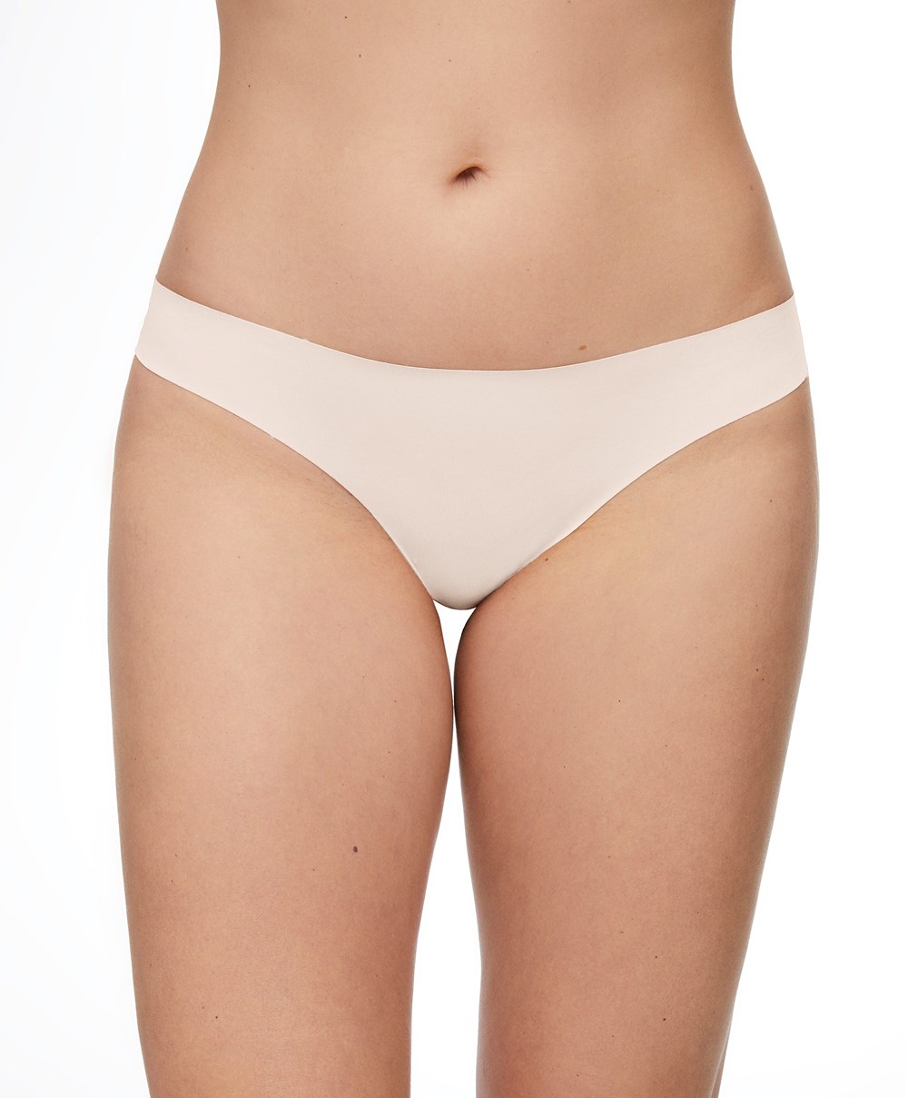 Oysho Invisible Laser-cut Hipster Tanga Almond | SMCQLU-360