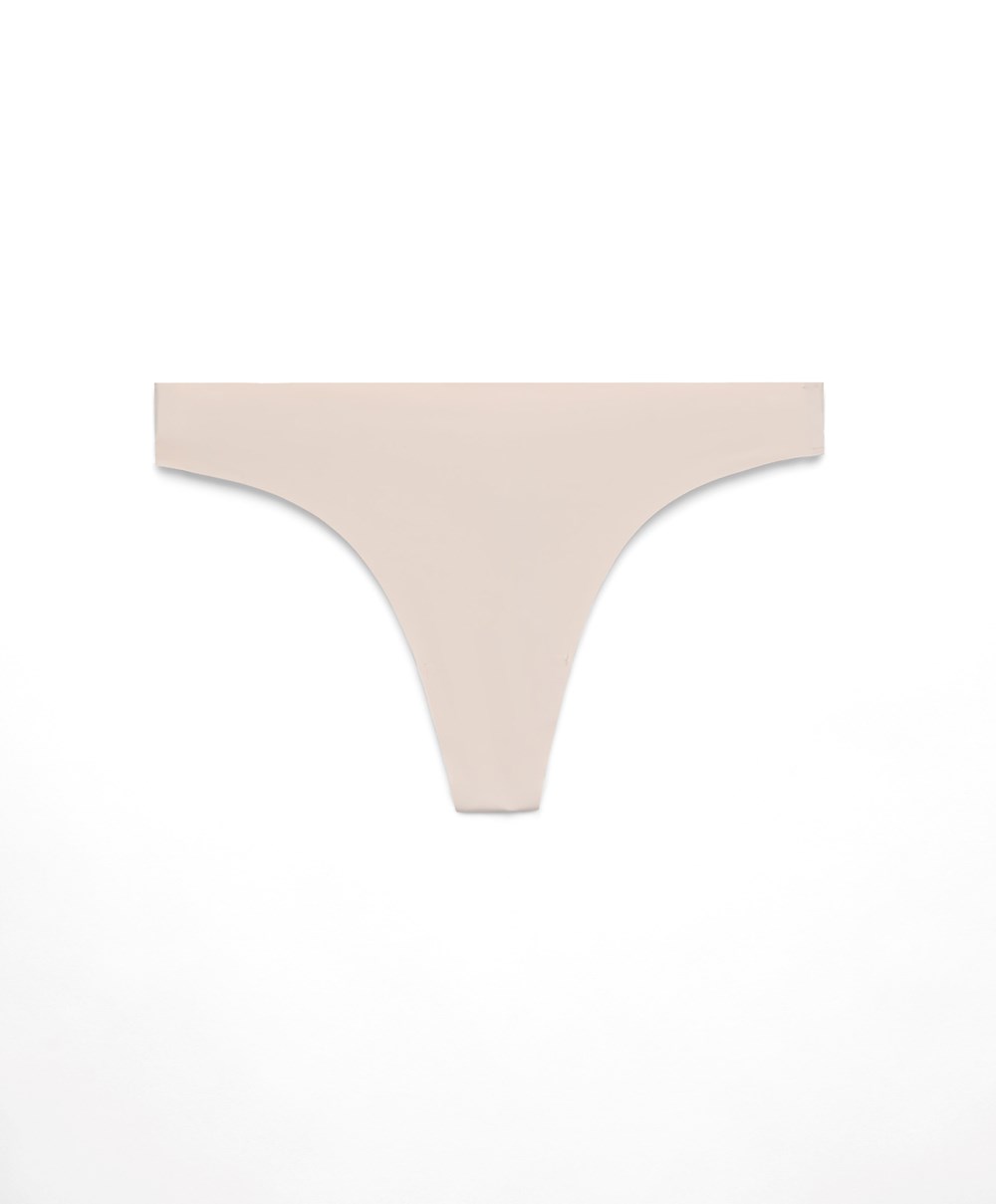 Oysho Invisible Laser-cut Hipster Tanga Almond | SMCQLU-360