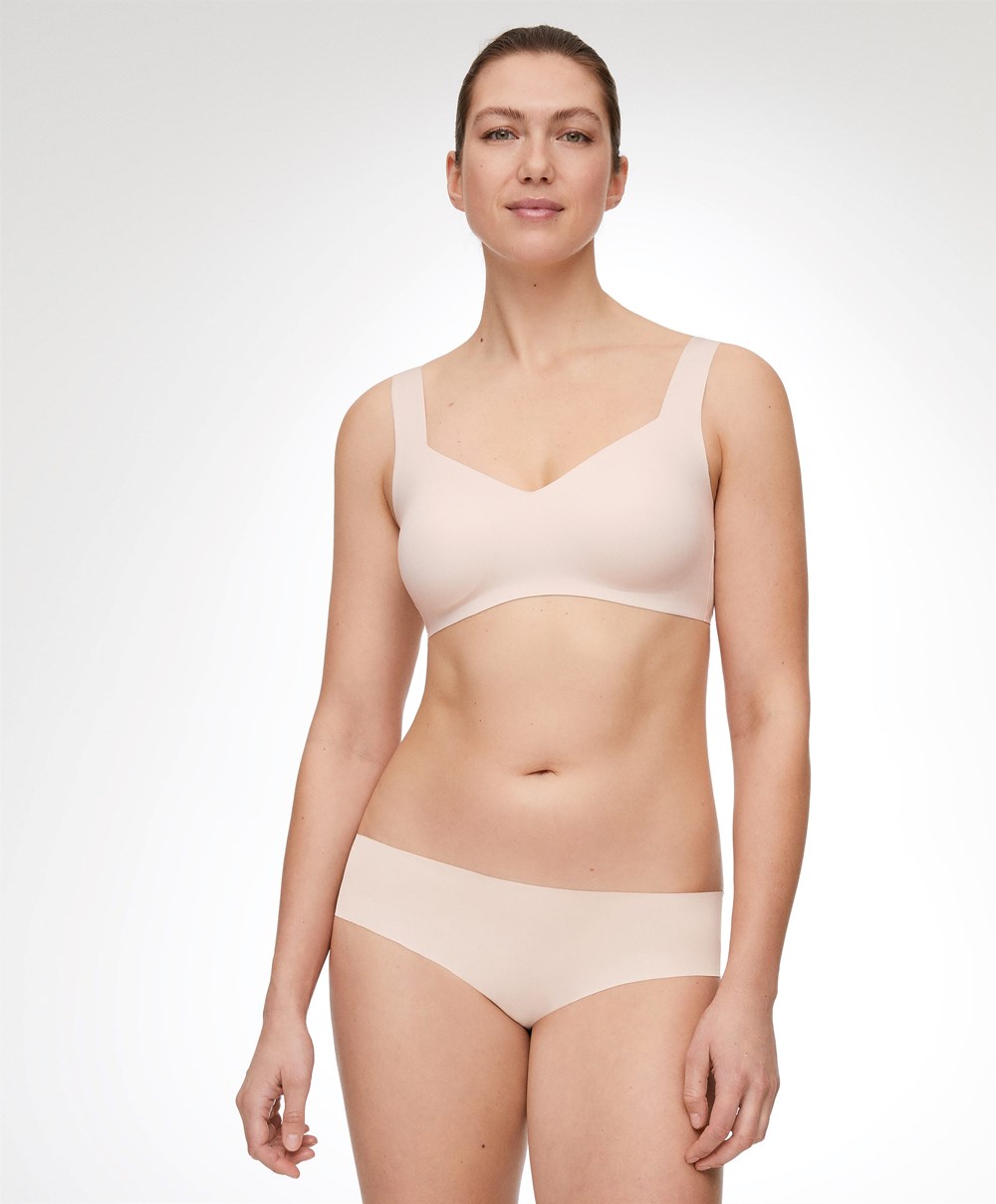 Oysho Invisible Laser-cut V-neck Bra Almond | BIVCUK-296