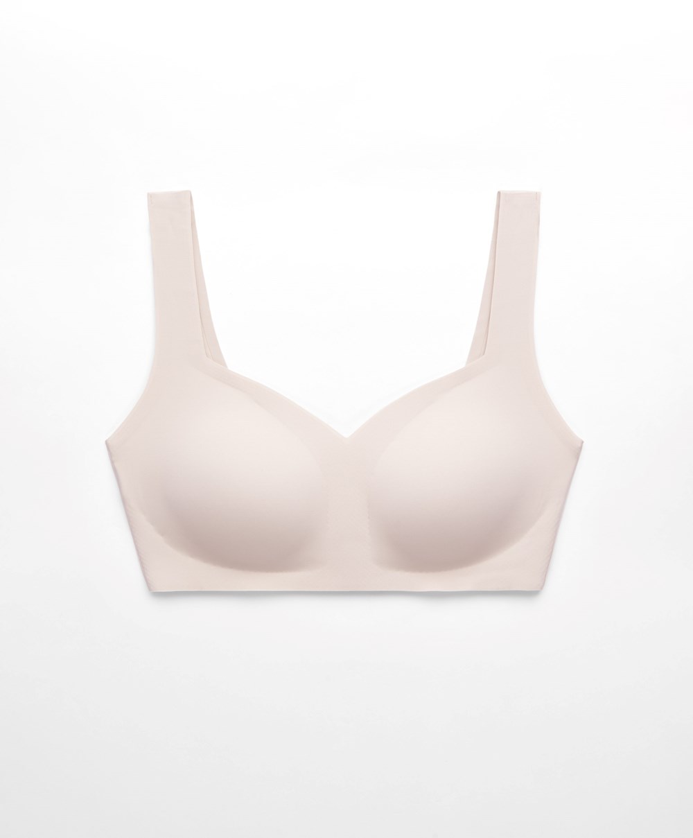 Oysho Invisible Laser-cut V-neck Bra Almond | BIVCUK-296