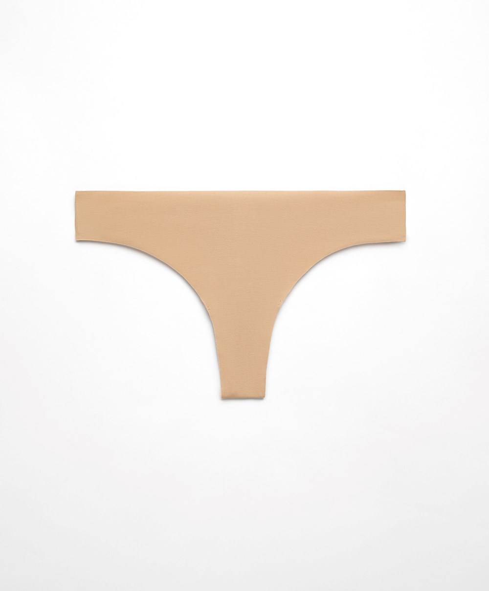 Oysho Invisible Pamut Tanga Bézs | PAVBJH-902