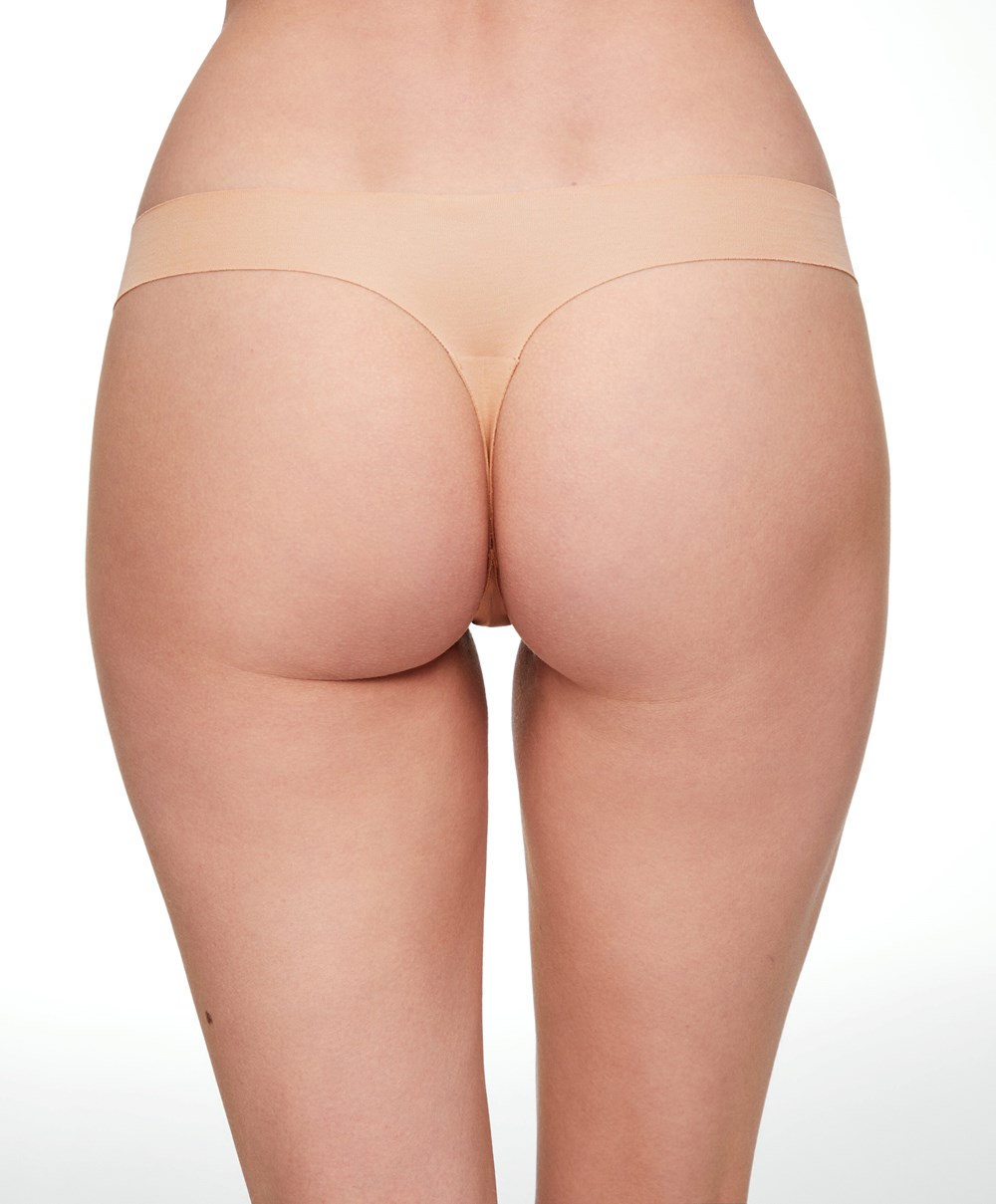 Oysho Invisible Pamut Tanga Bézs | PAVBJH-902