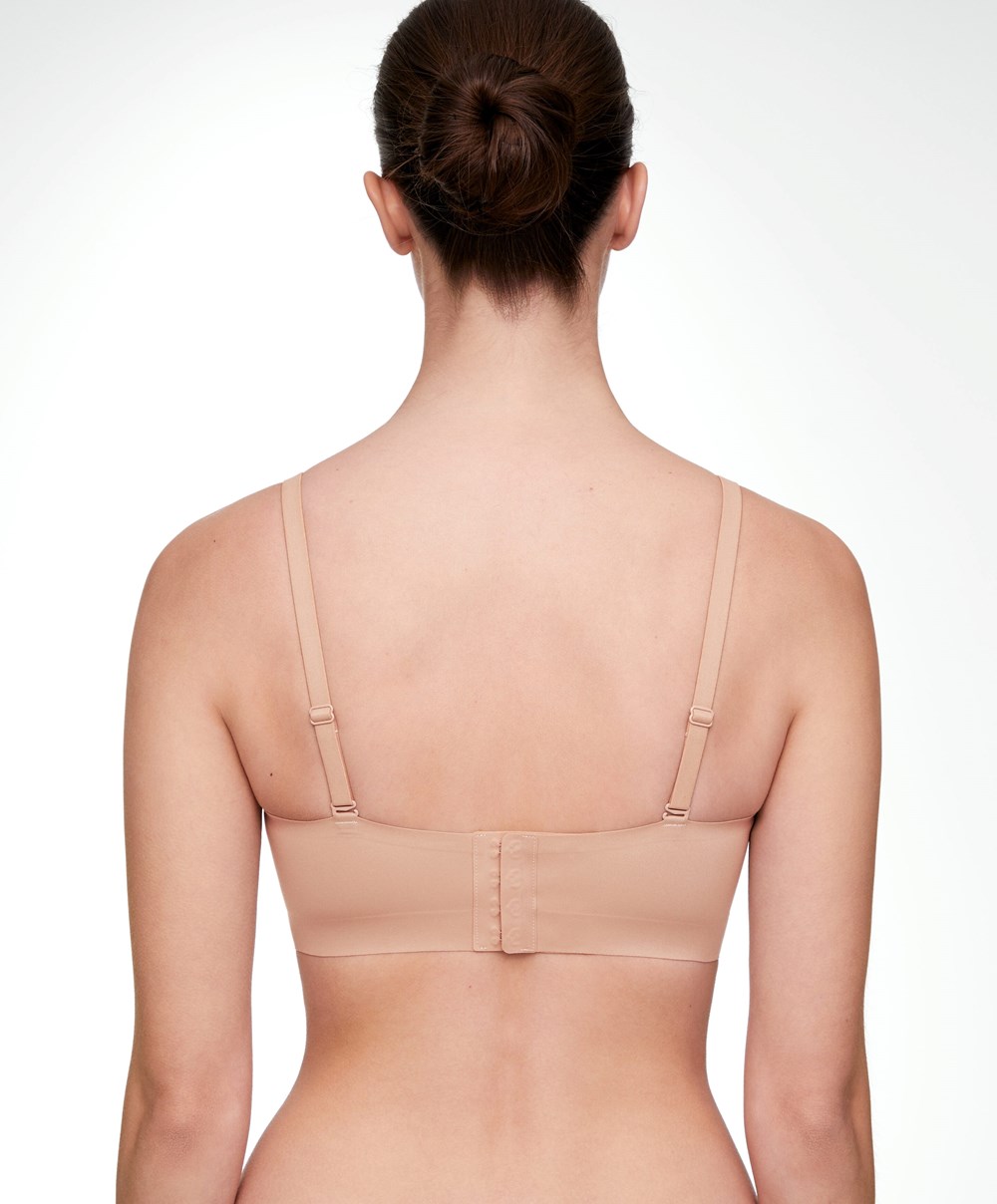 Oysho Invisible Polyamide Bandeau Bra With Removable Straps Bézs | JECORB-839