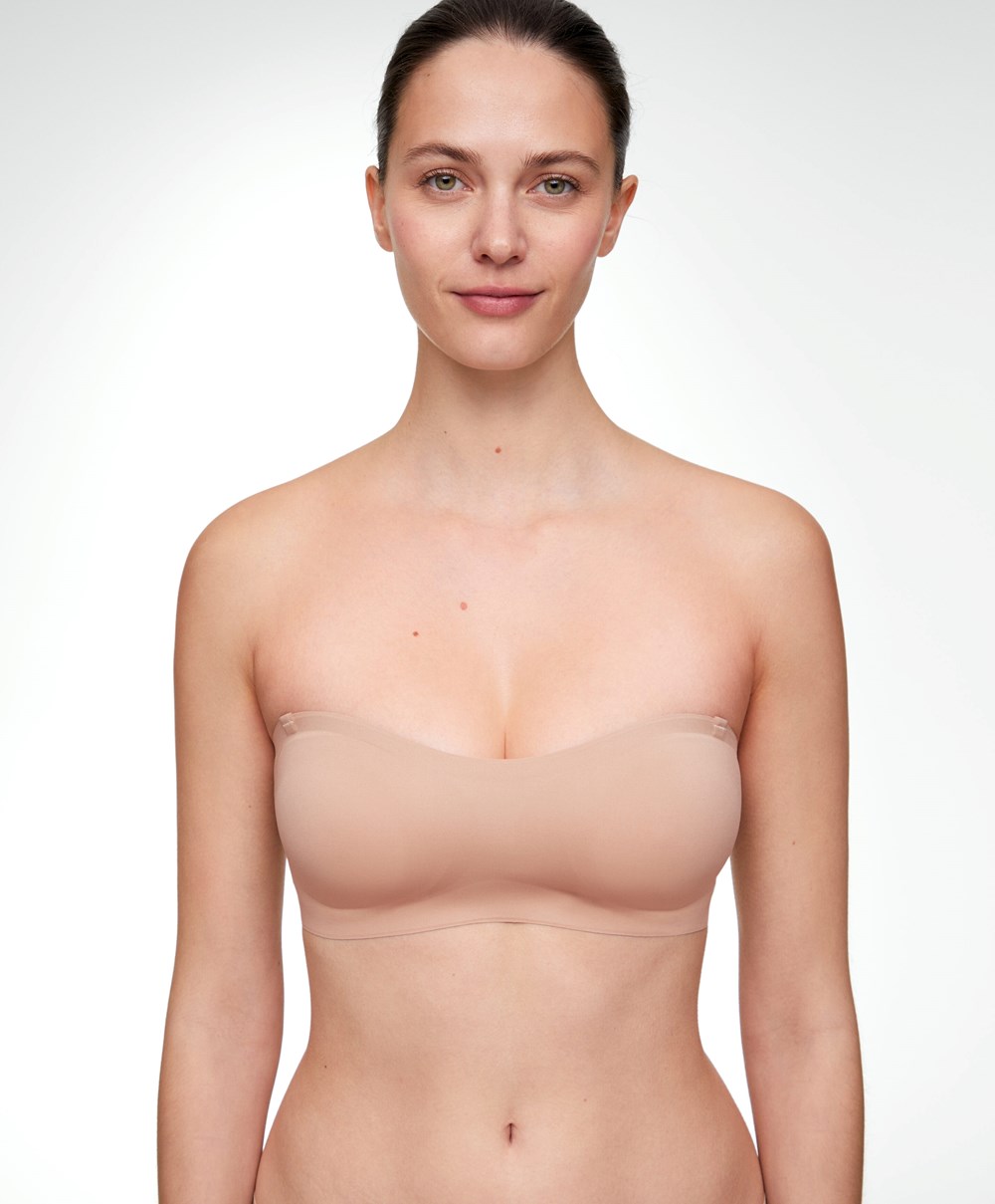 Oysho Invisible Polyamide Bandeau Bra With Removable Straps Bézs | JECORB-839