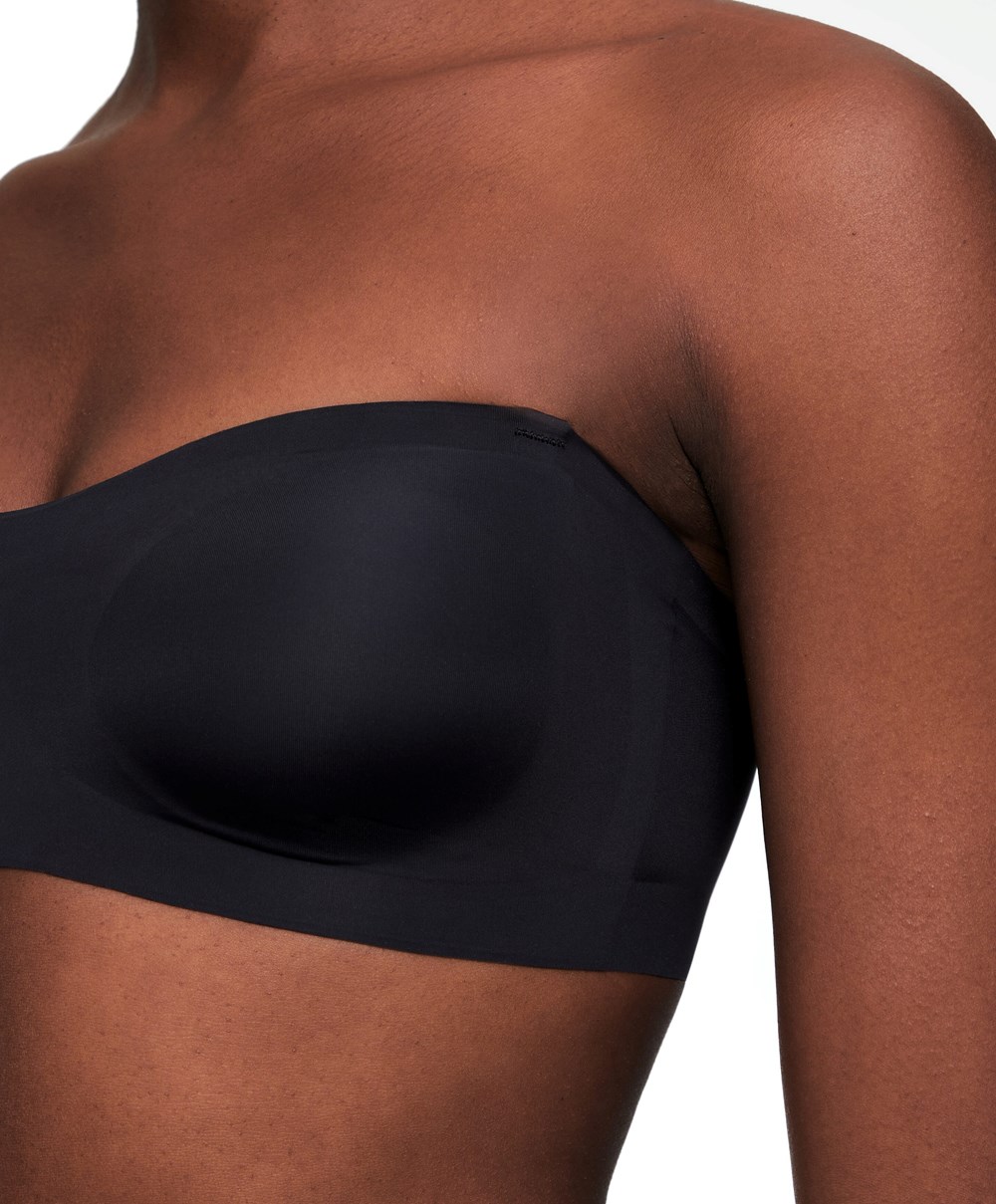 Oysho Invisible Polyamide Bandeau Bra With Removable Straps Fekete | NEARUC-274