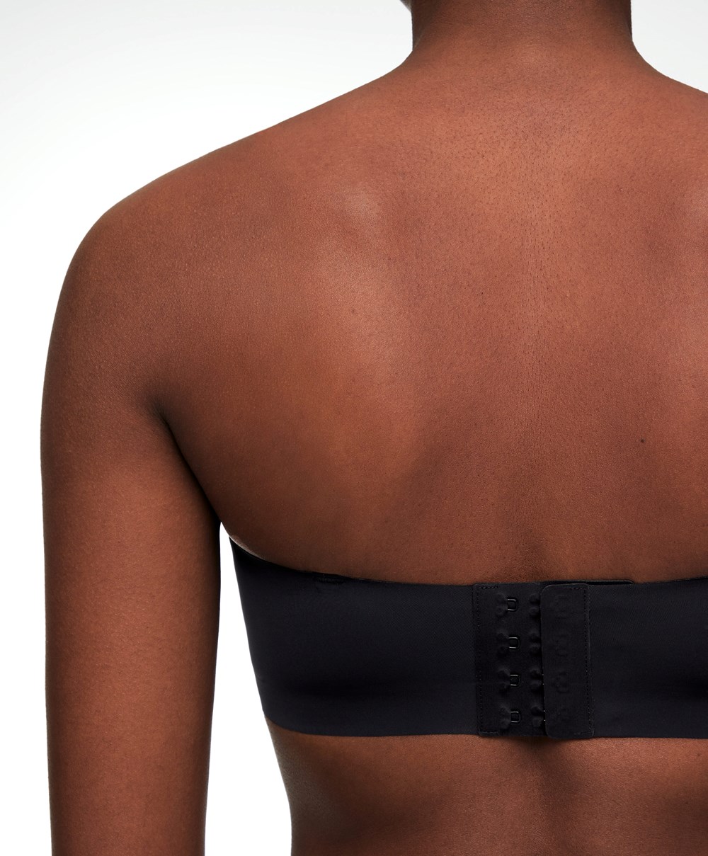 Oysho Invisible Polyamide Bandeau Bra With Removable Straps Fekete | NEARUC-274