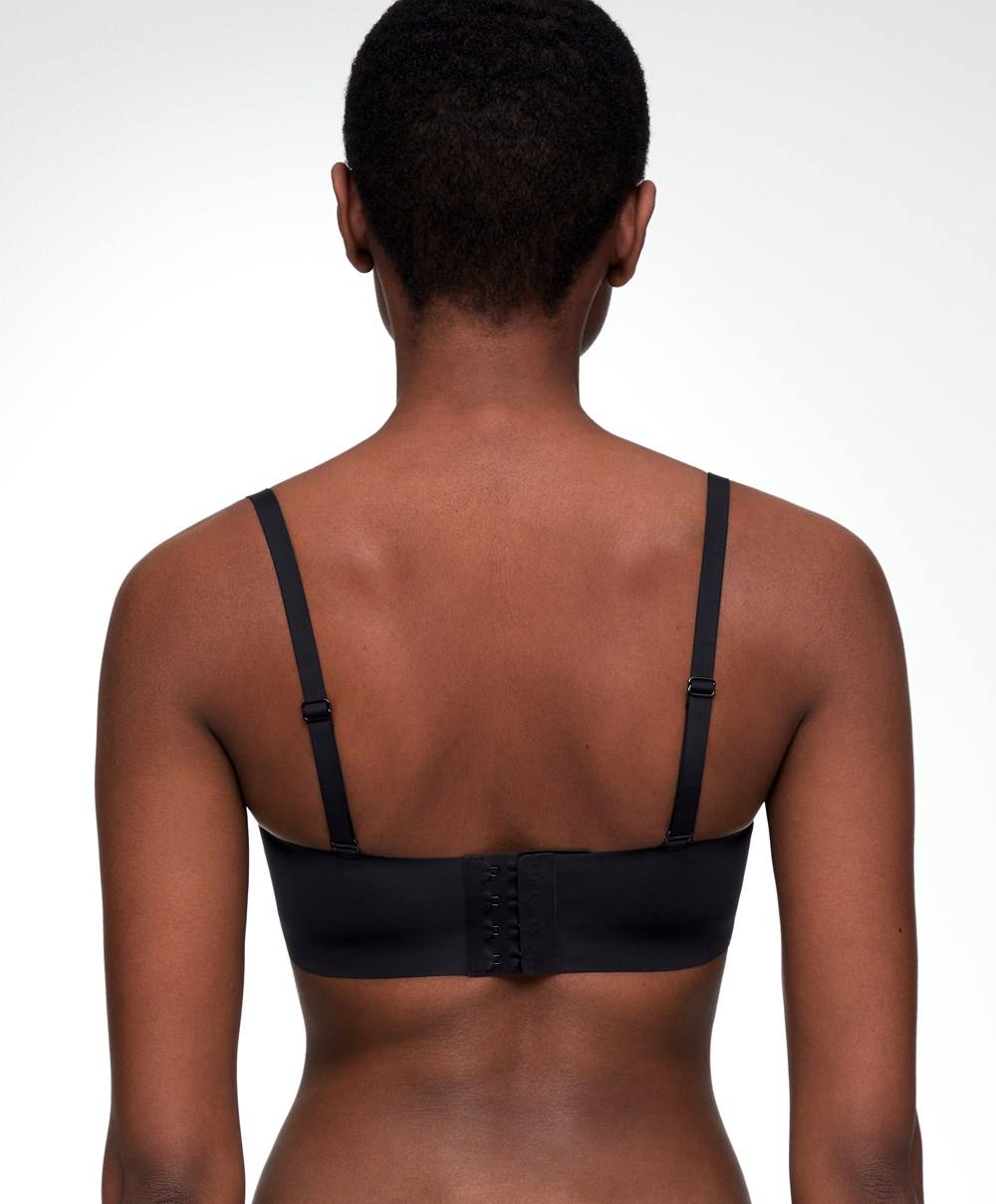 Oysho Invisible Polyamide Bandeau Bra With Removable Straps Fekete | NEARUC-274