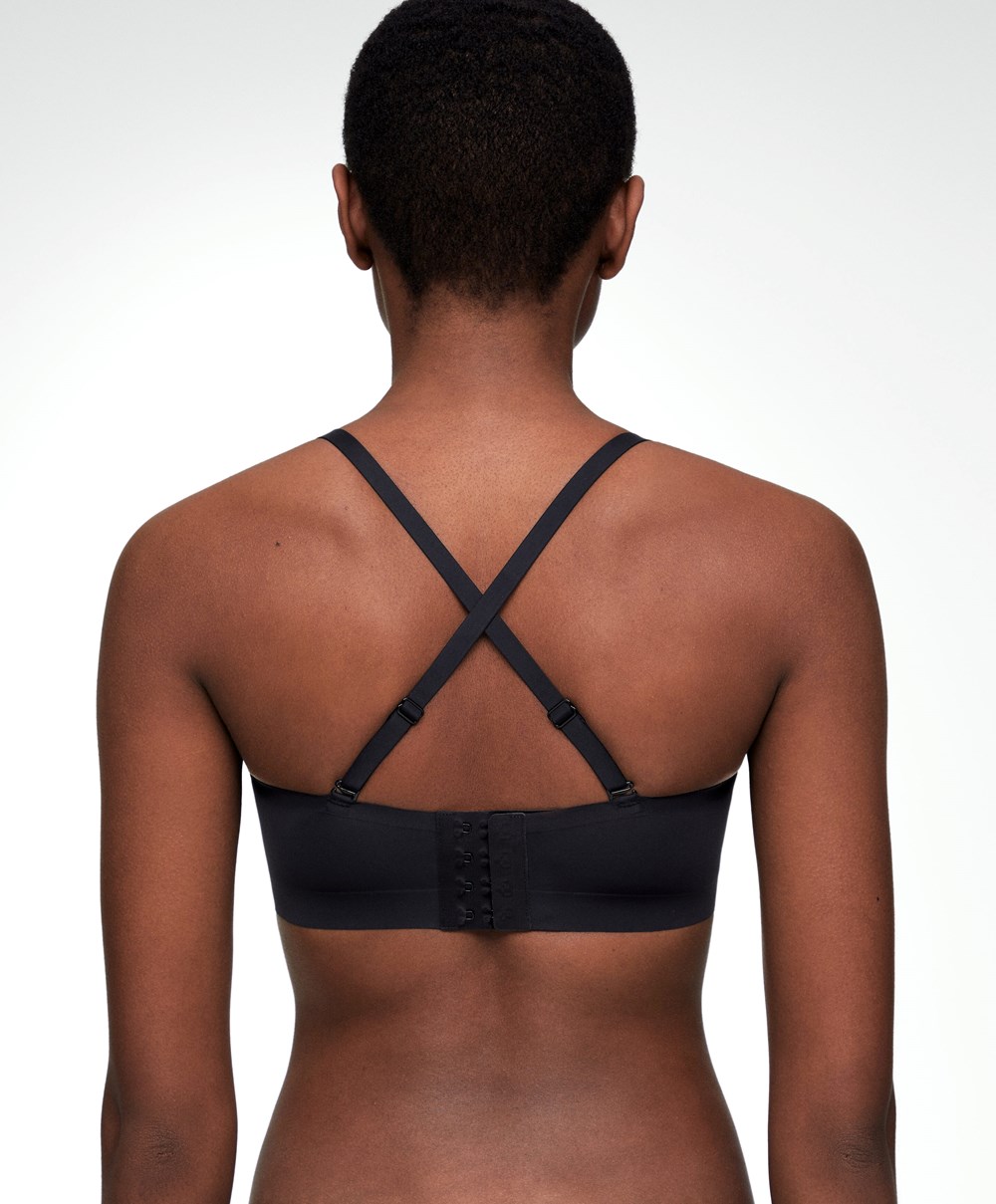 Oysho Invisible Polyamide Bandeau Bra With Removable Straps Fekete | NEARUC-274