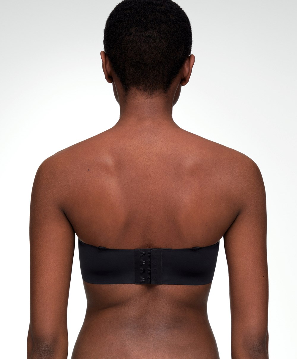 Oysho Invisible Polyamide Bandeau Bra With Removable Straps Fekete | NEARUC-274