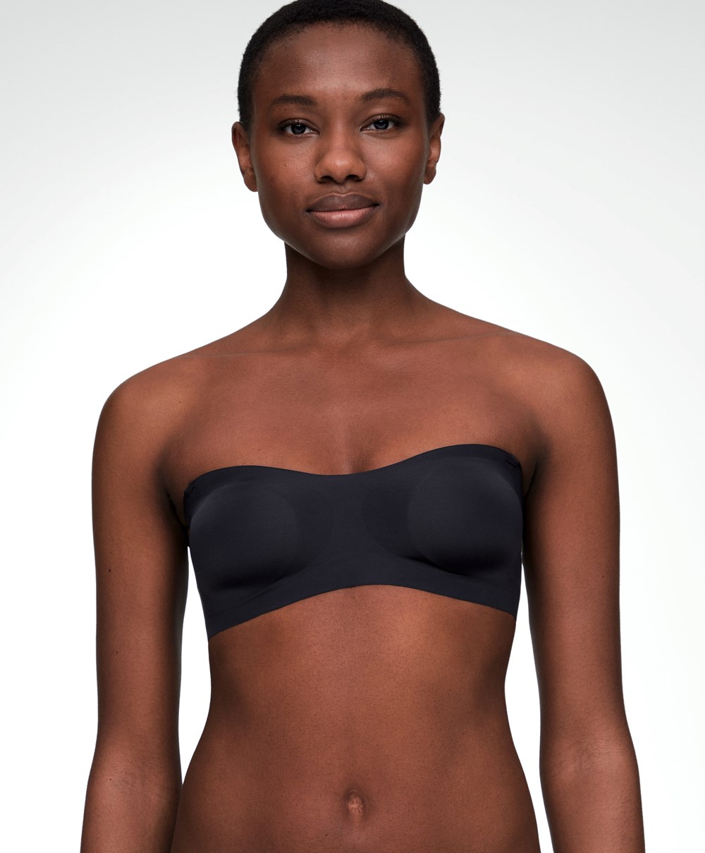 Oysho Invisible Polyamide Bandeau Bra With Removable Straps Fekete | NEARUC-274