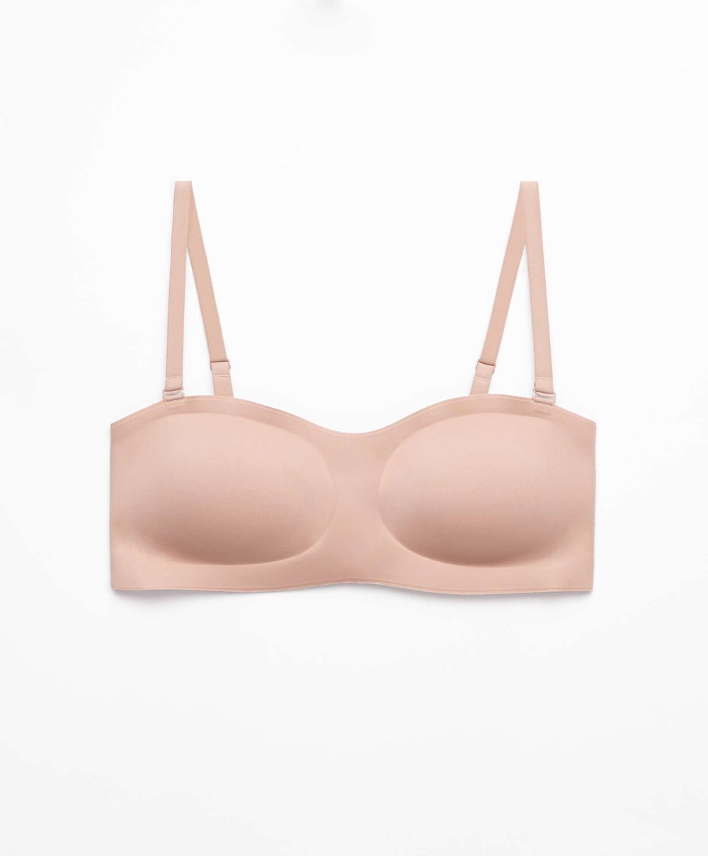 Oysho Invisible Polyamide Bandeau Bra With Removable Straps Bézs | RINYLG-857